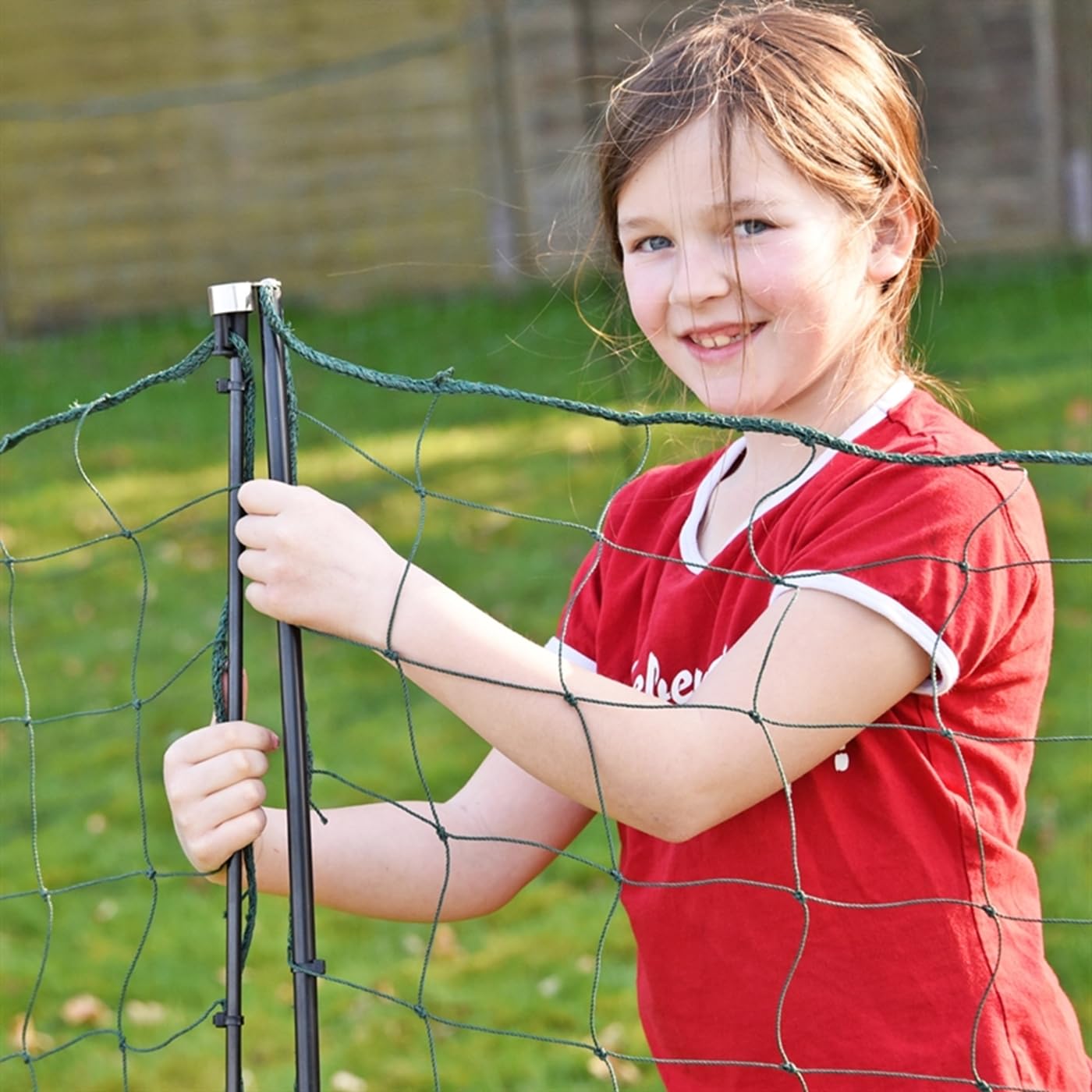 VOSS.farming 25m Hühnernetz mit Durchgang, 125cm, 7 Pfähle, 2 Spitzen, grün, ohne Strom