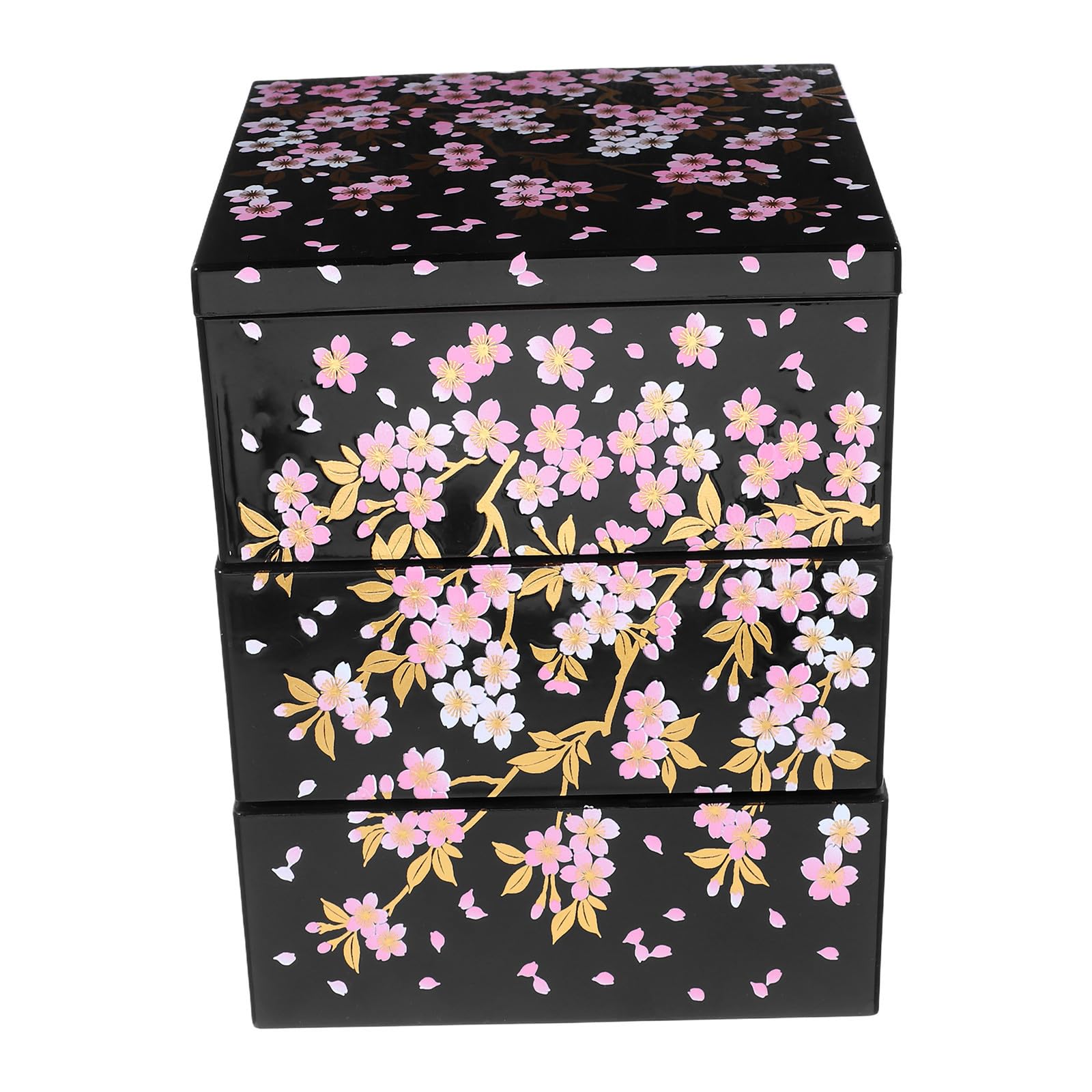 Gadpiparty Scatola Sushi Giapponese a Strati con Decorazione Fiori di Ciliegio Oro Contenitore Raffinato per Snack e Sushi per Feste Pranzi e Picnic