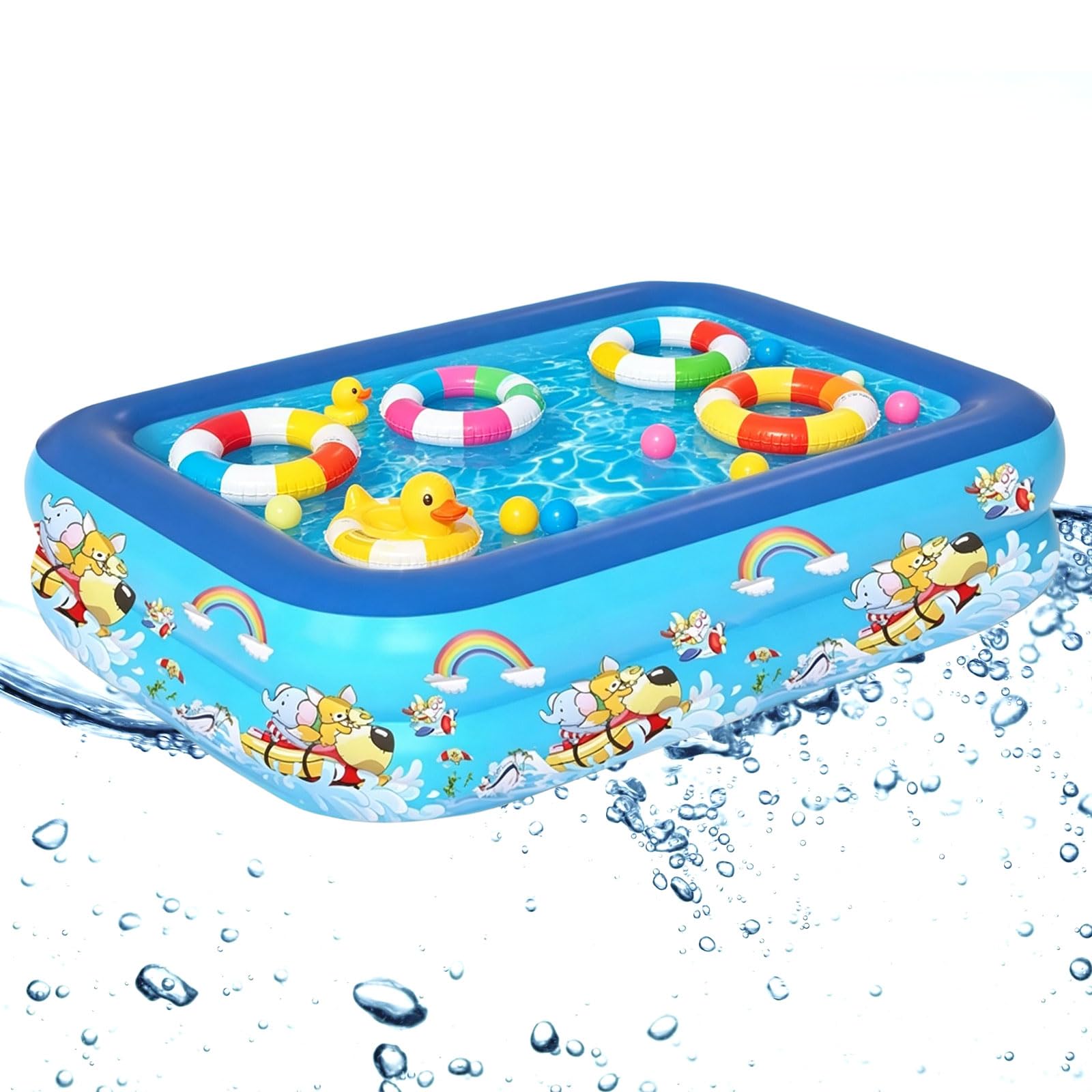 Piscina Hinchable de 120 x 85 x 30 cm, Piscina Infantil Hinchable, Piscina Infantil Rectangular, para balcón, jardín, Piscina Familiar, Interior y Exterior,No para niños Menores de 14 años