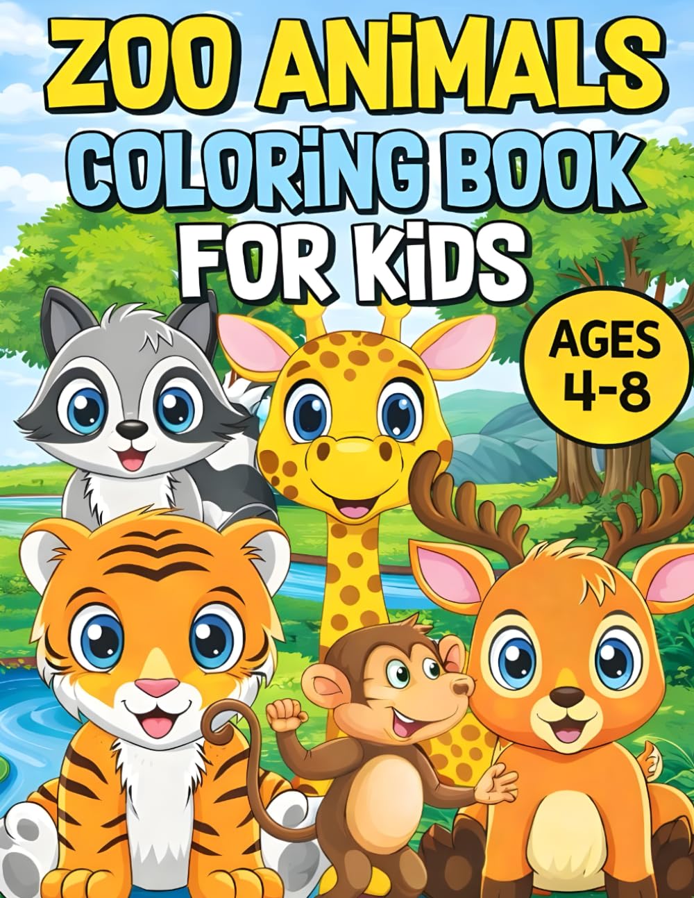 Coloring Book: Fun & Easy Coloring Pages for Kids Ages 4-8