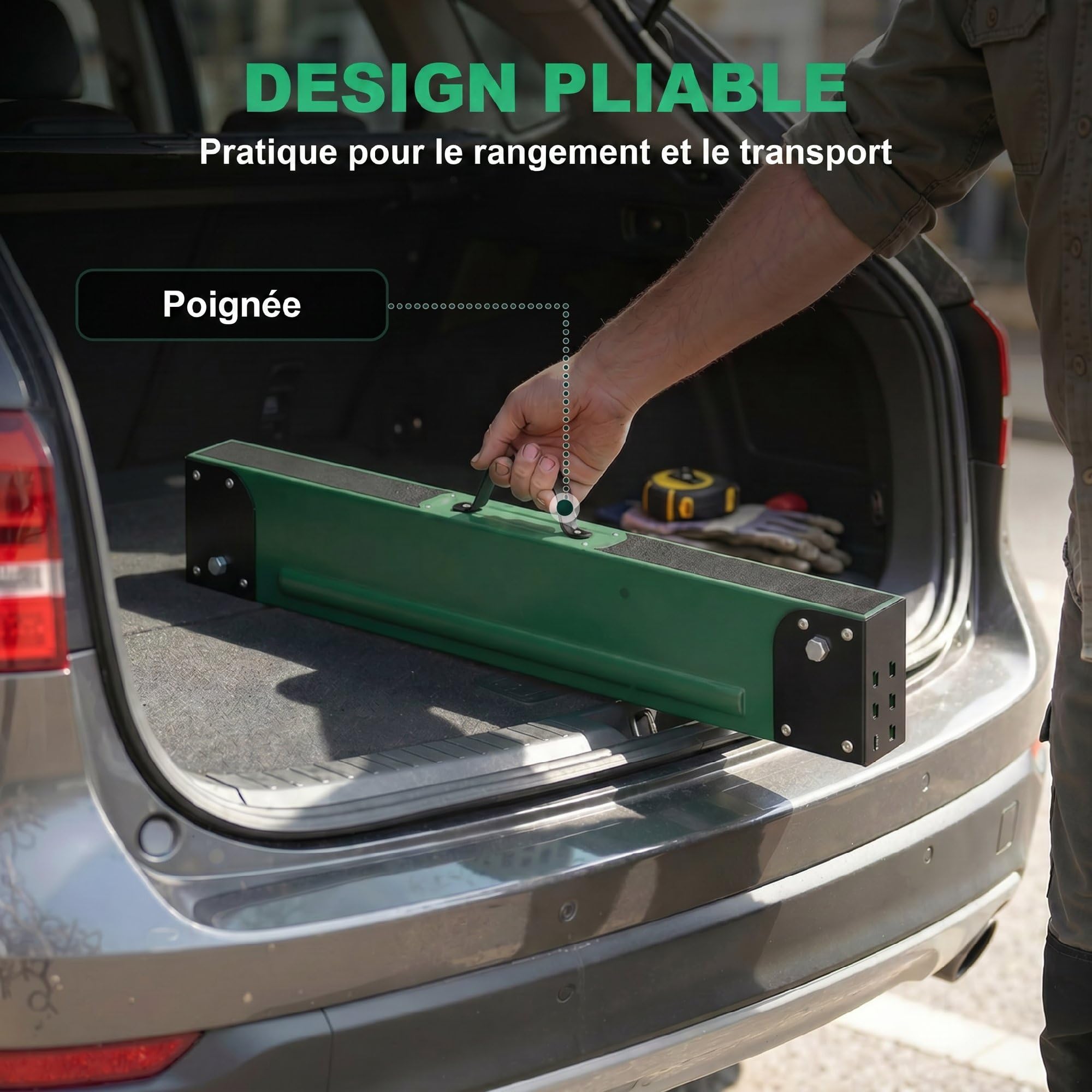 HOMCOM Lot de 2 Tréteaux Pliables en Métal, Charge Max. 1160 kg, Tréteaux Portables, Hauteur Réglable 64-81cm, Poignée de Transport, Support 2x6, pour Bricolage, Sciage, 116 x 64 x 81 cm, Vert