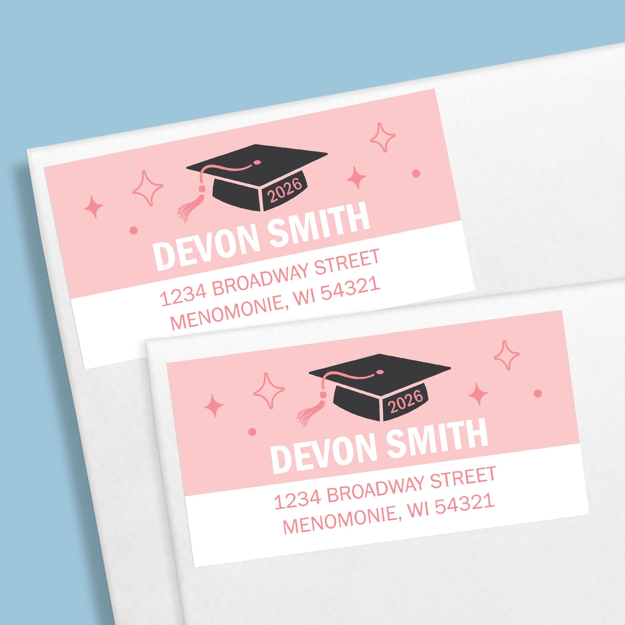 Big Dot of Happiness Rose Gold Grad Party Personalized Return Address Labels for Envelopes, Custom Stickers with Name & Address, Home Mailing Labels