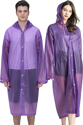 Cosowe Ponchos de lluvia reutilizables para adultos, 2 piezaspaquete individual para mujeres y hombres con capucha