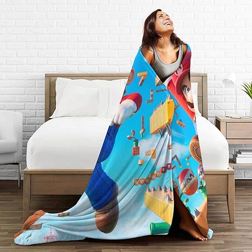 Miniatura 5 de Manta de juego de dibujos animados, manta de franela suave y cálida para todas las estaciones, para dormitorio, sala de estar, decoración del hogar,