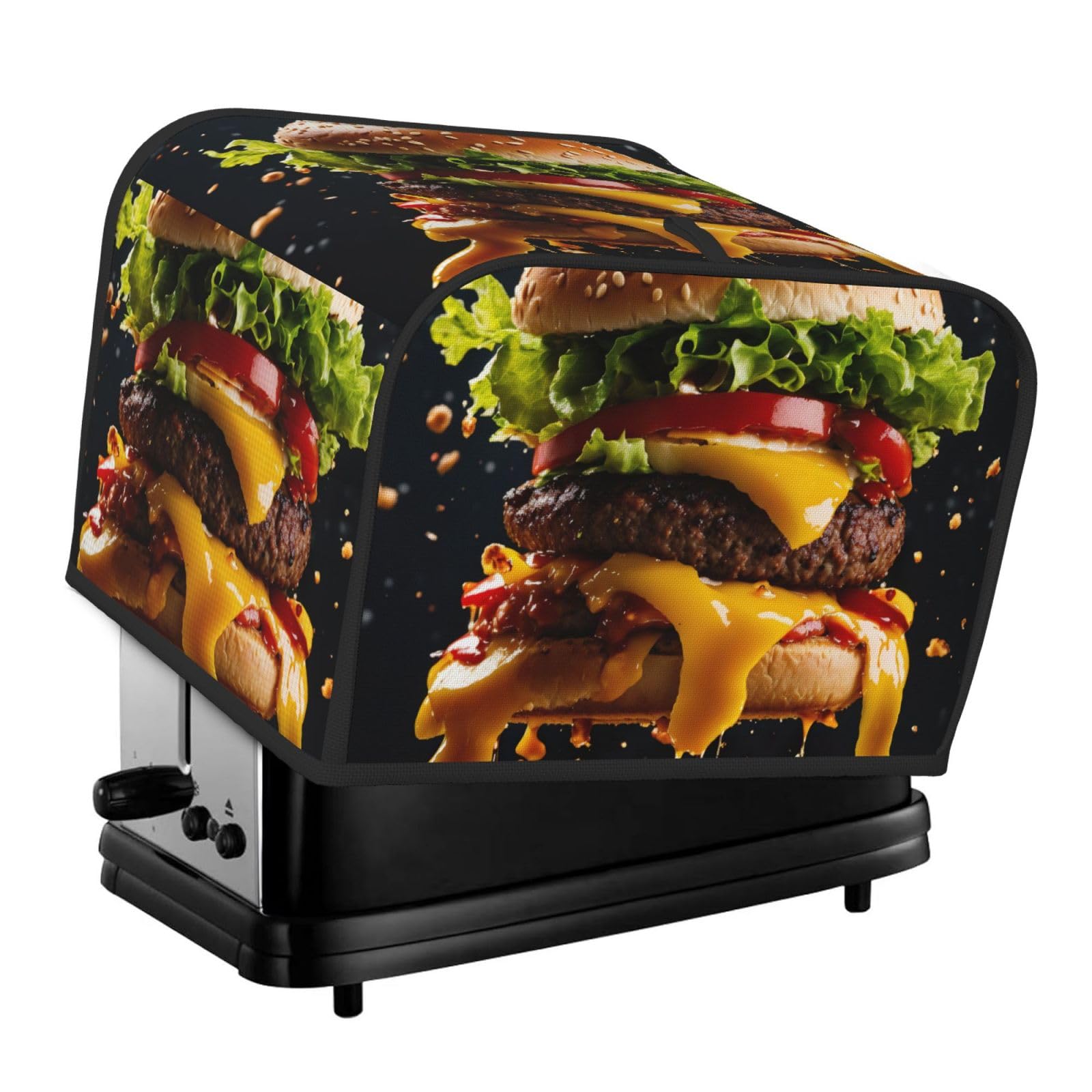 Fast Food Print 4-Slice Toaster Cover Dustproof Waterproof Kitchen Appliance Protector For Bread