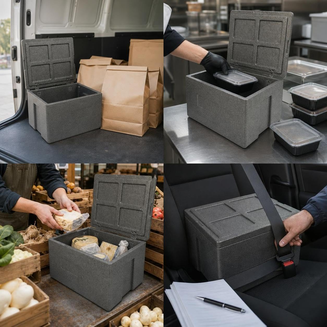 Scatola EPP Termica per Cibi Caldi e Freddi - Contenitore Isotermico Robusto per Trasporto Alimenti - per asporto, Style 1