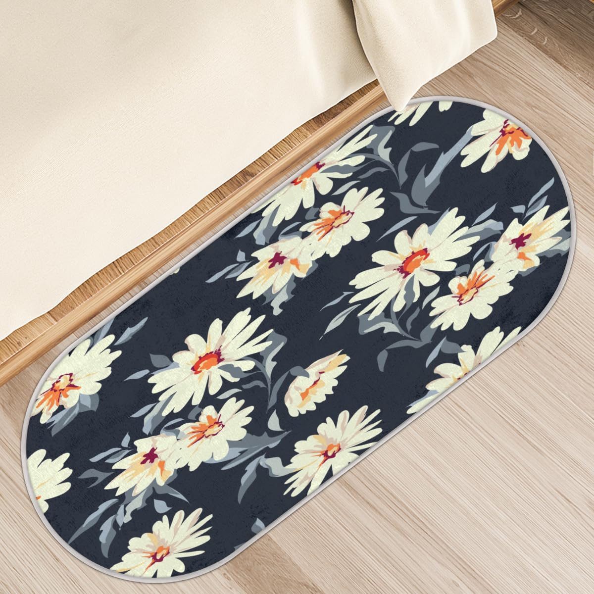 Tapis de sol antidérapant TropicalLife marguerites doux 50x120 cm