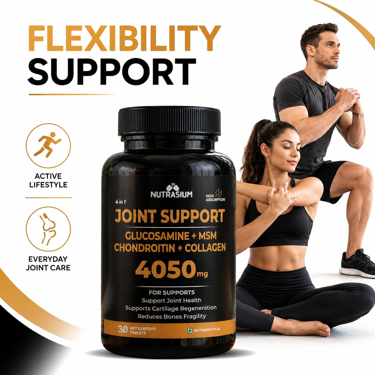 Nutrasium Glucosamine 1500mg | Joint Support | Cartilage & Muscle | 30 Tabs 2