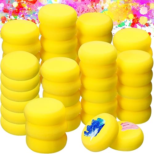Zhehao Esponja de pintura amarilla, esponja sintética de acuarela de 3 pulgadas, esponjas redondas para acuarela, manualidades, cerámica, arcilla,