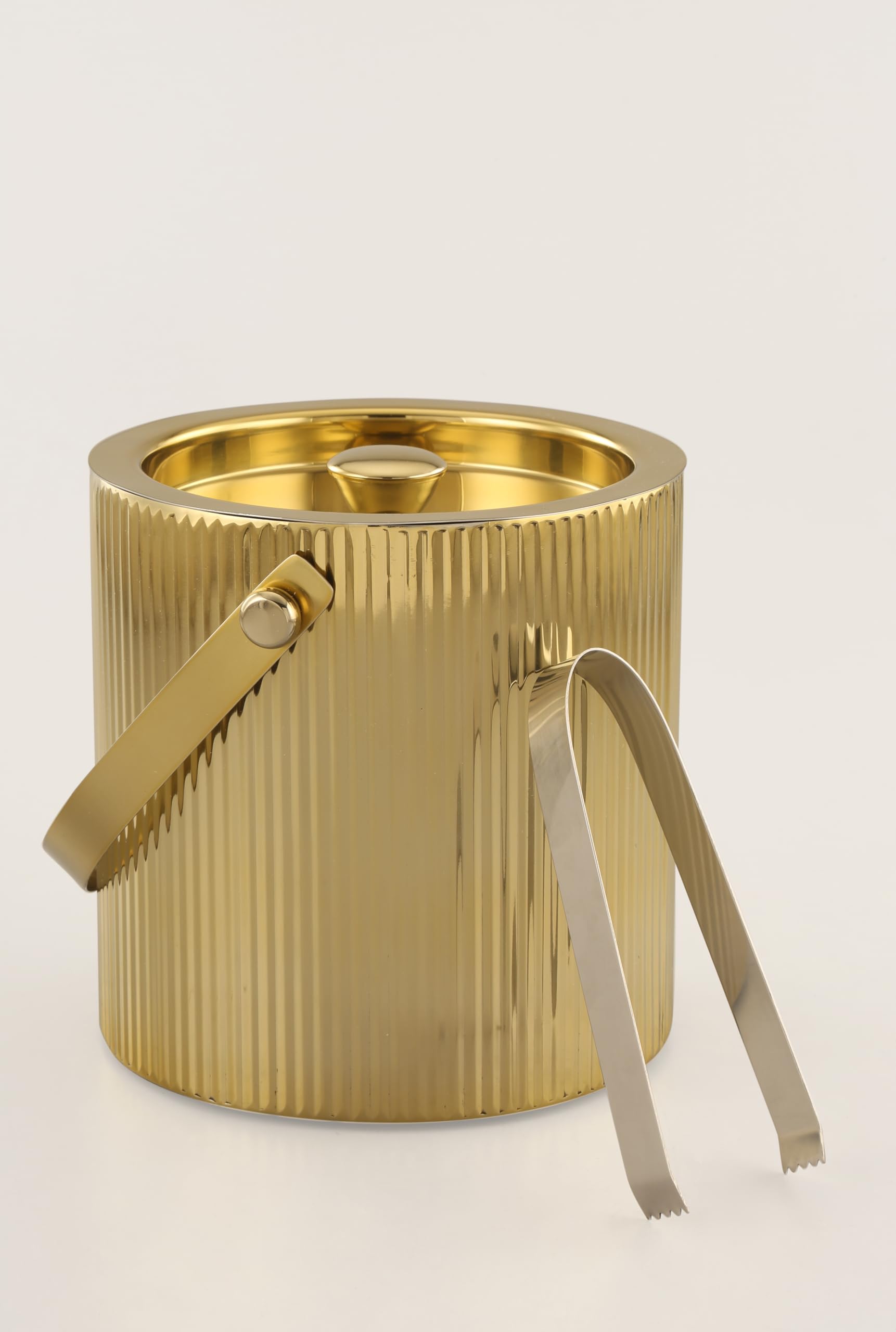 GRD International Vertical Ribs 'Satin Brass' Stainless Steel 'Ice Bucket' Made in India by GRD International