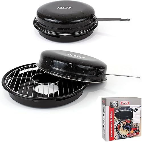 Algon  Grill Suitable for Gas Stoves and Gas Stoves, Stainless Steel Grill Ideal for Meat, Fish and Vegetables, Heat Wrapping, BBQ 30 cm, Black disponible en Yaxa Colombia