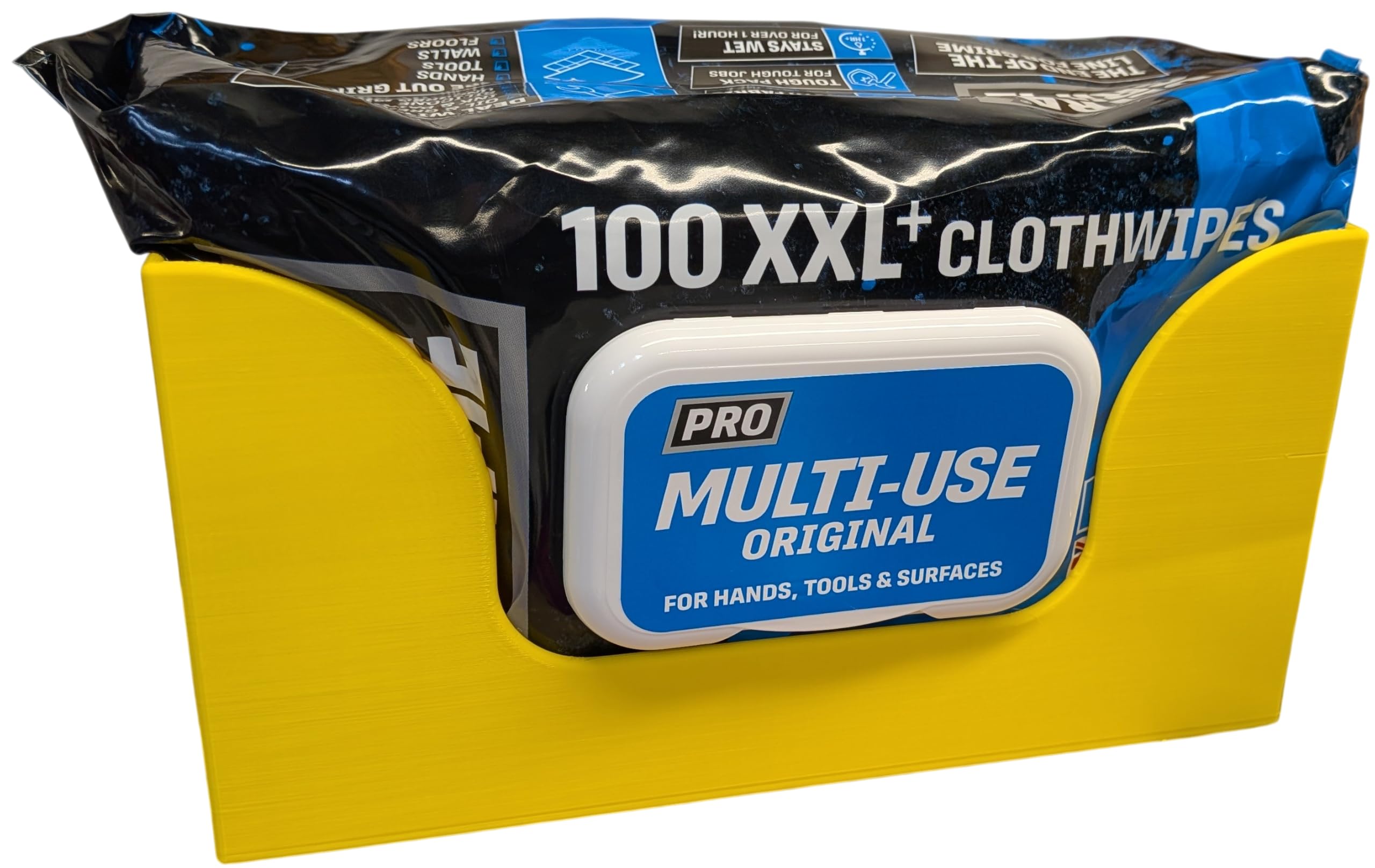 Soft Pack Clothwipes Holder Compatible with UltraGrime XXL Clothwipes Packs – Wall or Van Mount (Yellow)