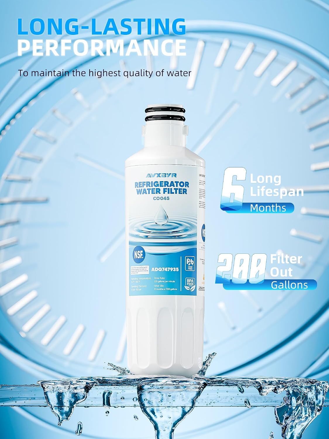 ADQ747935 Water Filter Replacement for LG Lt1000P, 3-Pack | Compatible with LG Model LF29H8330S, LRFWS2906S, LRMDS3006S, LMXS28626S, LMWS27626S, LRFLC2706S, LFXS26973S Water Filters