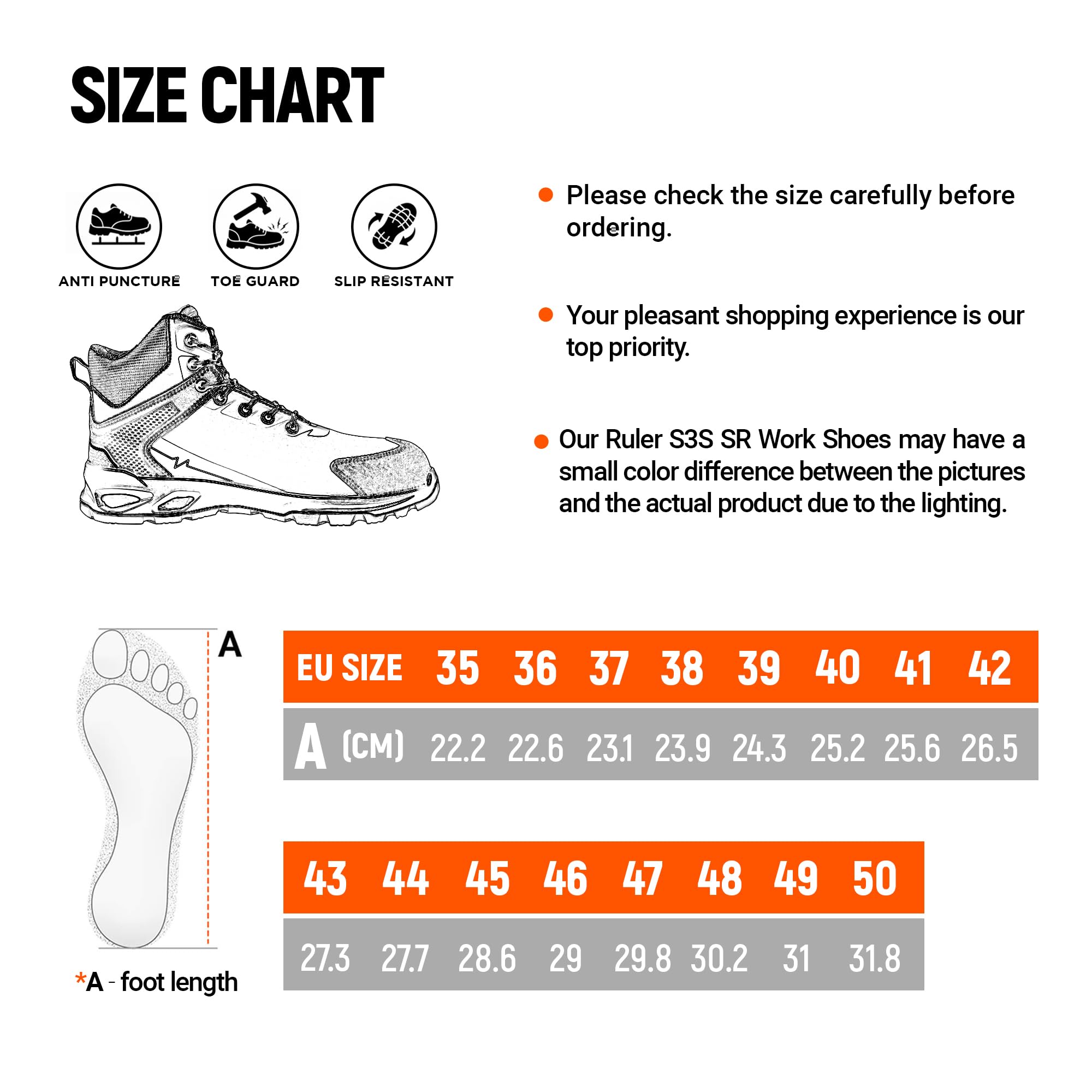 Ruler S3S SR Zapatos De Seguridad para Hombre Mujer - Botas Seguridad Hidrófugo - Calzado Ligero De Seguridad S3