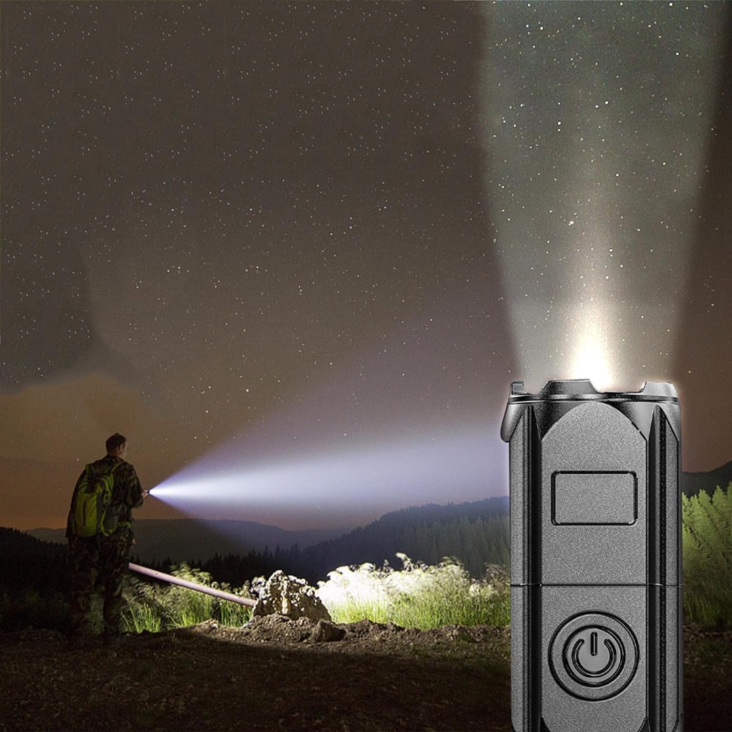 Rechargeable LED Flashlight, USB Retractable Zoom Outdoor Flashlight, 5000 High Lumens 3 Modes, Spotlights Long Dis-Tance Floodlight Side Light,Outdoor Portable Waterproof Flashlight,Gifts