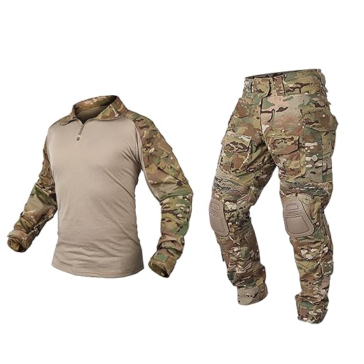 IDOGEAR Men G3 Combat Uniforms Set with Knee & Elbow Pads Camouflage Clothing