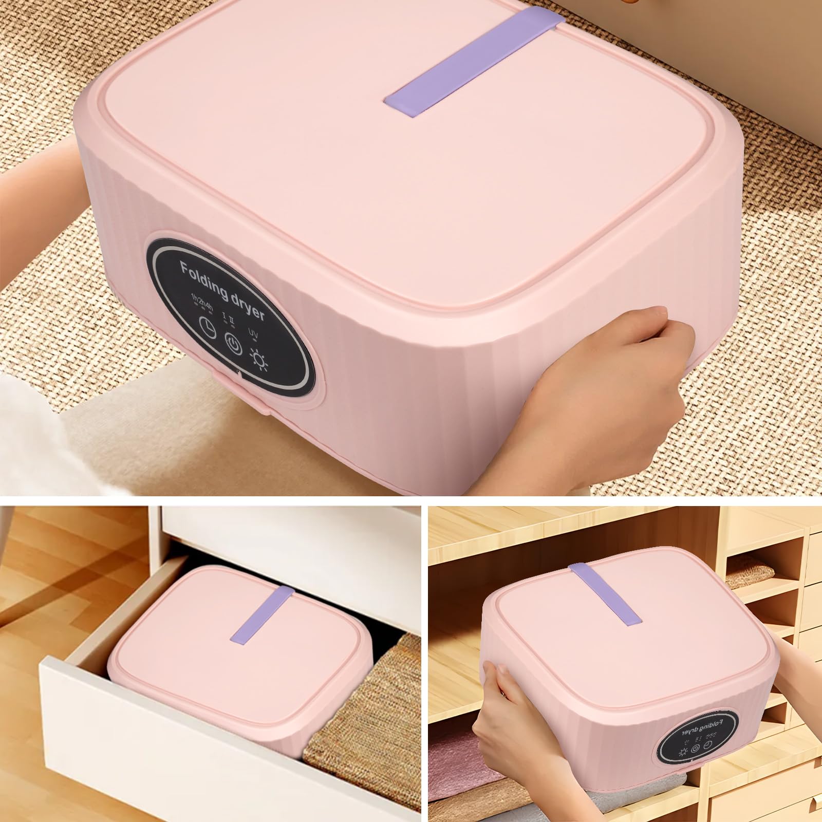 600 W Mini Trockner, 3-in-1 für Kleidung & Schuhe, UV-Ionenreinigung, 30 Min. Schnelltrocknung, faltbar 22x22 cm, 45 dB, für Zuhause & Reise