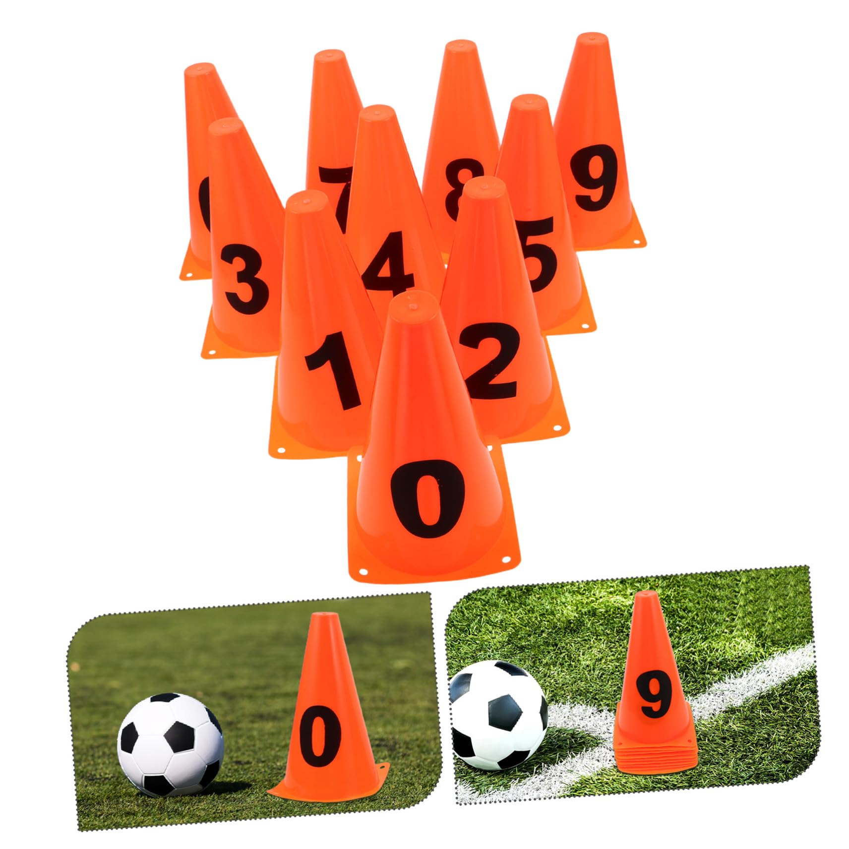 10 Piezas Marcadores de Entrenamiento de Fútbol Unidades Numeradas Conos Deportivos para Campos de Fútbol Interior y Exterior