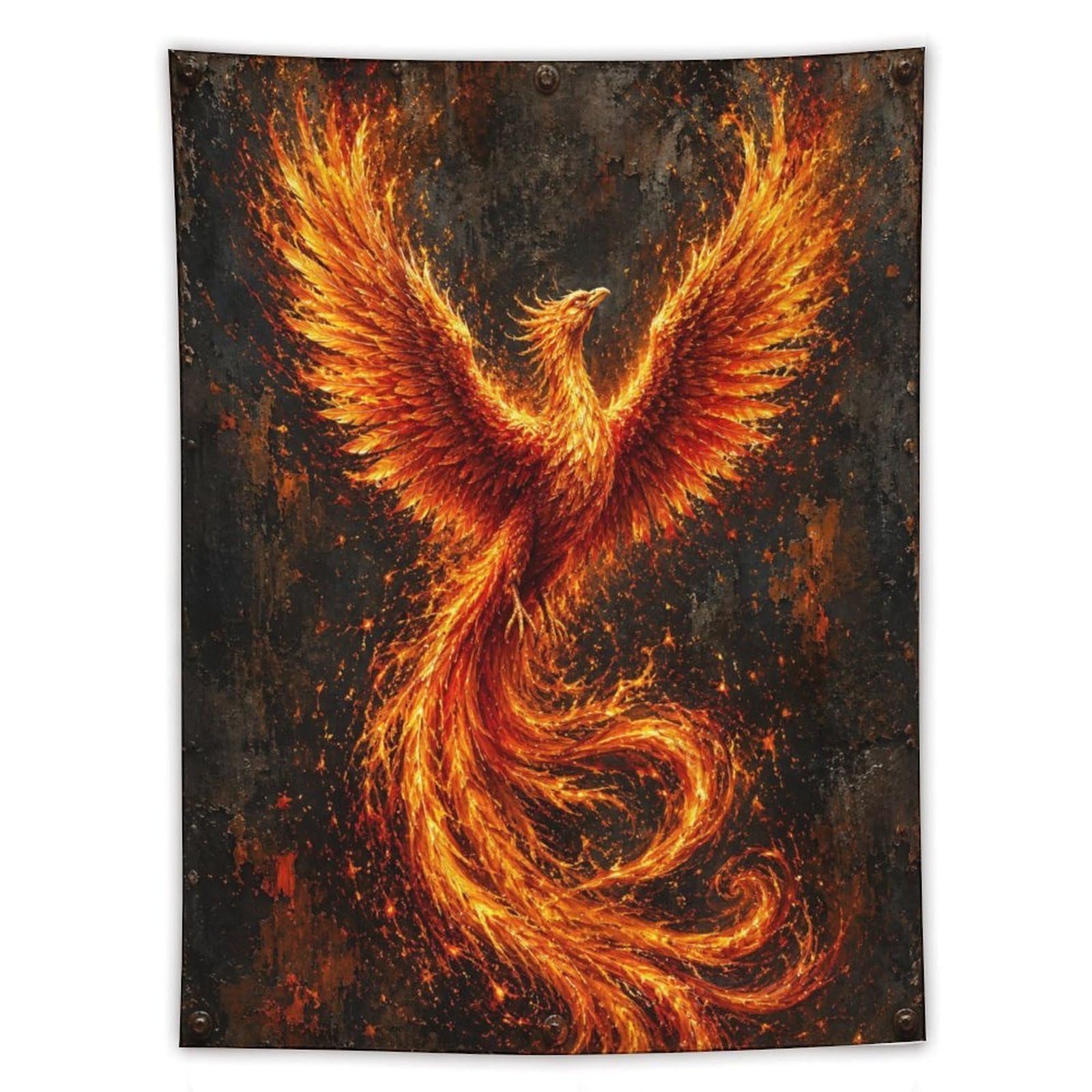 H3B8U2Y5 Blazing Fire Phoenix Wall Tapestry, Fantasy Illustration, Backdrop