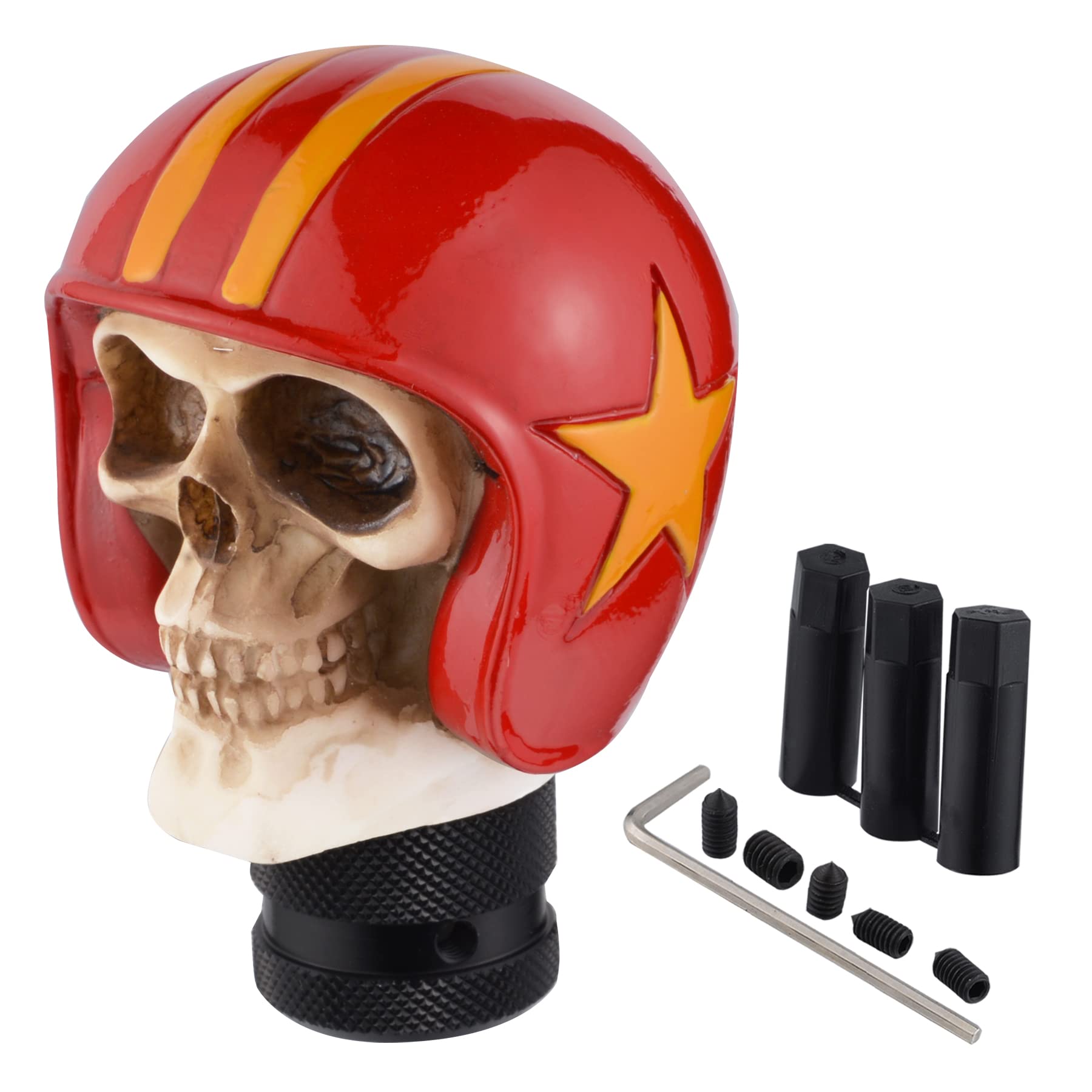 Padaodao Red Skull Gear Knob Car Shifter Lever Resin Shift Stick Handle Fit Most Manual Automatic Vehicles,