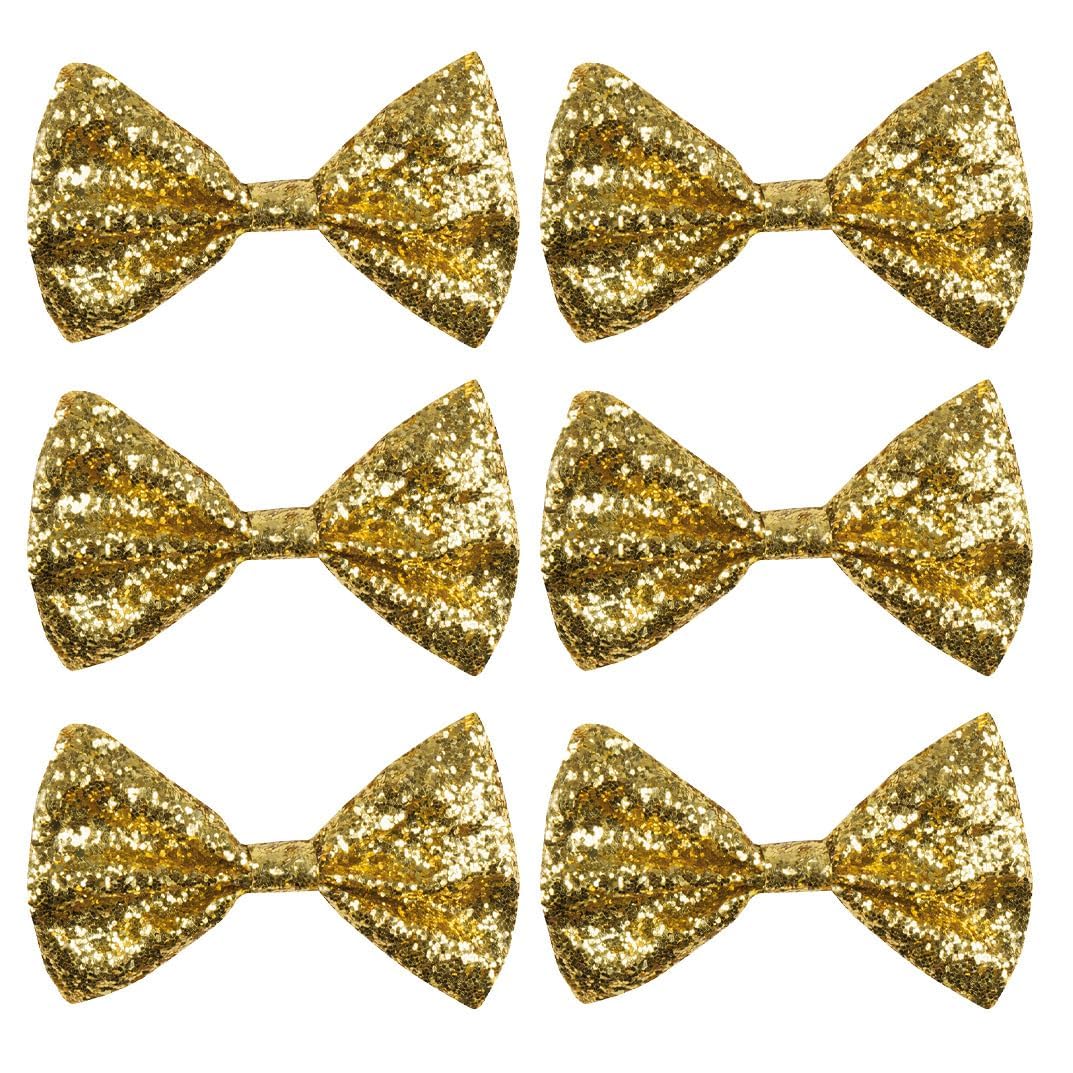 Boland - Nœud papillon pailleté, taille env. 13 cm, élastique, design étroit, carnaval, soirée déguisée, Or | Noeuds papillon étroits avec élastique pour le carnaval, les déguisements et les soirées à thème