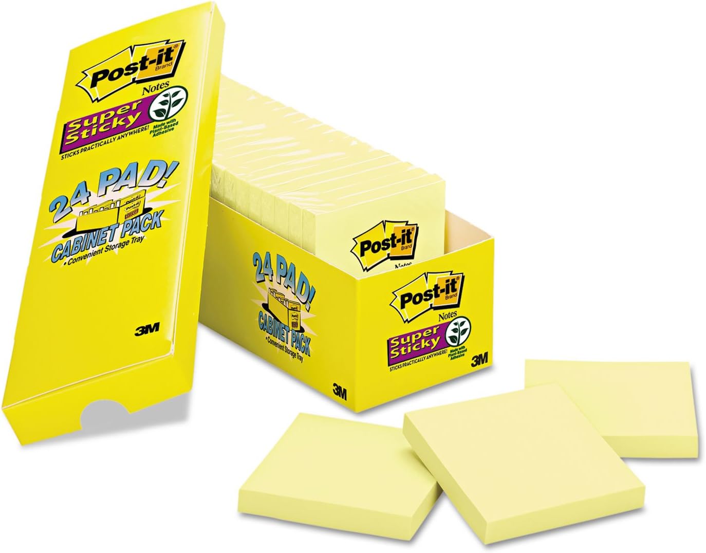 Post-it 65424SSCP Canary Yellow Note Pads, 3 x 3, 90-Sheet, 24/Pack