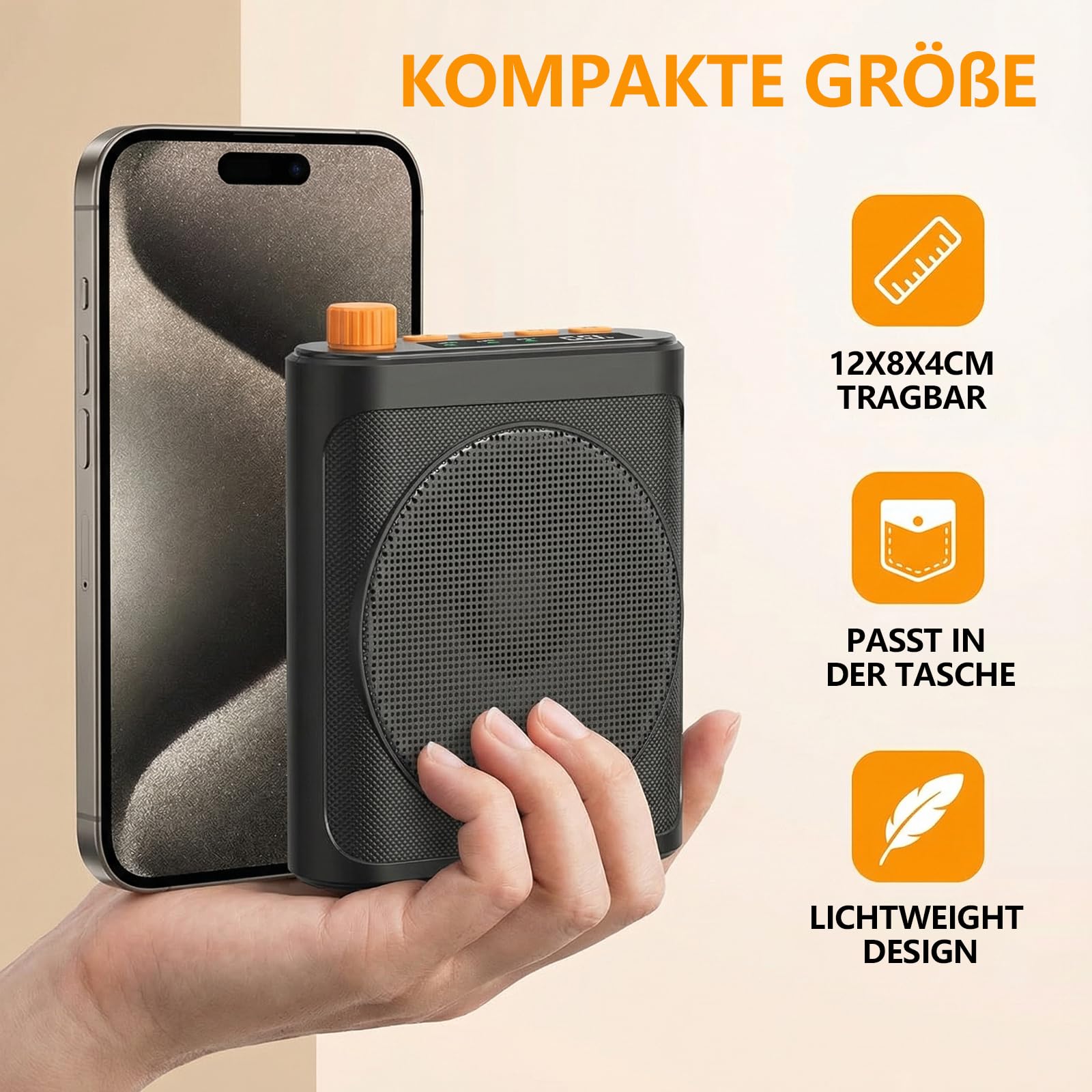 Amplificador de voz con micrófono inalámbrico, amplificador de voz portátil Bluetooth 5.4 con micrófono de auriculares, altavoz mini recargable 2000mAh, inalámbrico, ideal para profesores