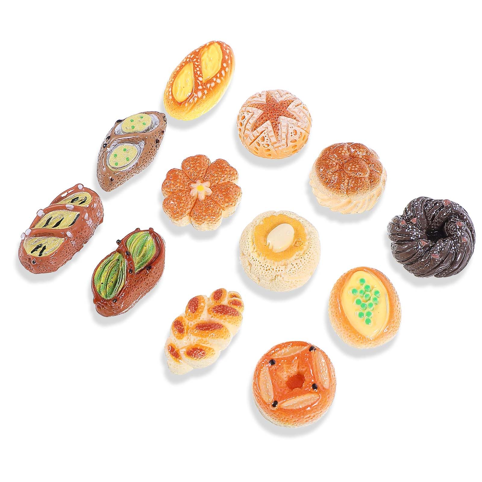 FNANJWQ 24 Pcs Bread Fridge Magnets, Mini Cute Bread 3D Resin Strong Magnetic Refrigerator Accessories Small Decorative Kitchen Magnets for Whiteboard Lockers Notes Photos