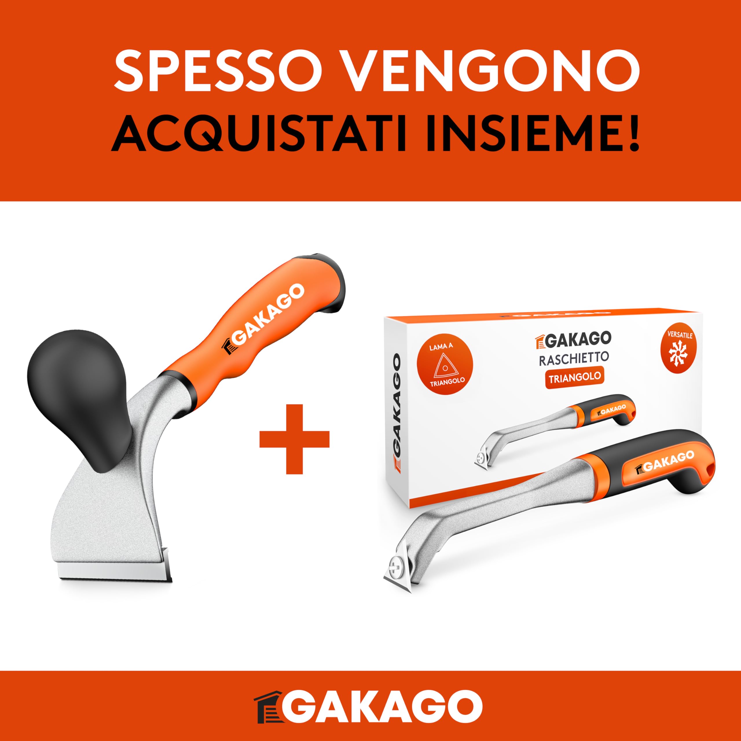 Gakago Raschietto - Lama di alta qualità da 65 mm in resistente carburo di tungsteno - Raschietto universale ergonomico e antiscivolo per legno, metallo, cemento o pietra