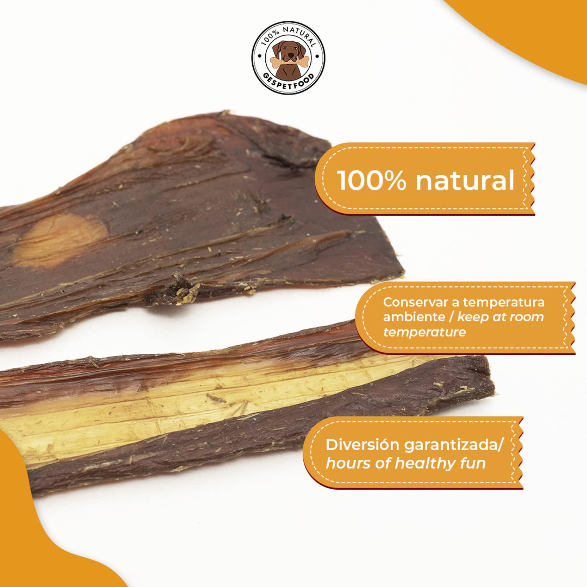 Snack Naturale per Cani - Esofago di Bovino - 500 g - 26 Unità da 15 cm per Ognuna - 100% Bovino - Senza Cereali - Gengive Sane - Snack Cani - Prodotto in Spagna - GESPETFOOD