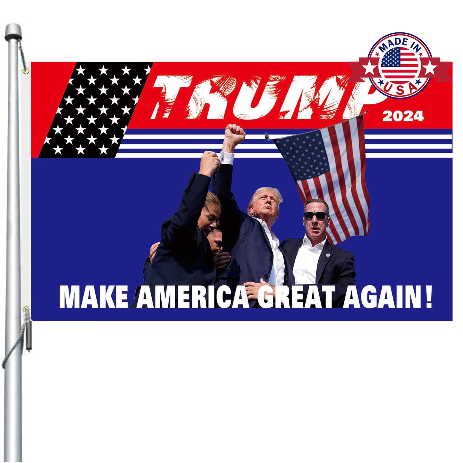 Set Bandiera Americana 3x5 Piedi In Nylon, Con Palo Rotante 6 Piedi E