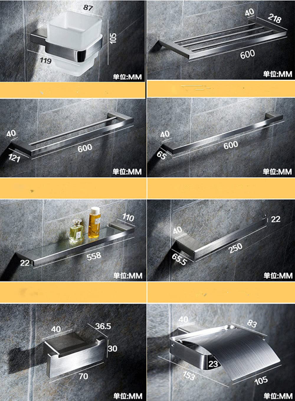 Set di Accessori per Il Bagno Set di Accessori per Il Bagno in Acciaio Inox Portasciugamani, Porta Carta igienica Porta scopino, Porta Asciugamani Nero Opaco, Porta Asciugamani
