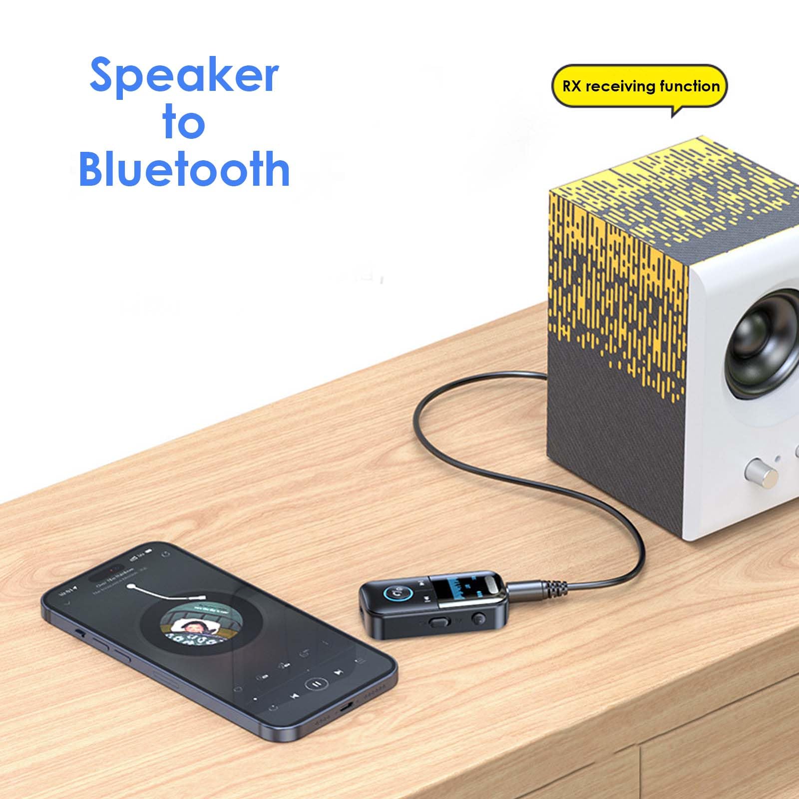 Colexy Adapter Bluetooth 2 w 1 Odbiornik i nadajnik, Bluetooth 5.3 do TV/samochodu/samolotu, podwójne parowanie, gniazdo 3.5mm, do 12 godzin użytkowania
