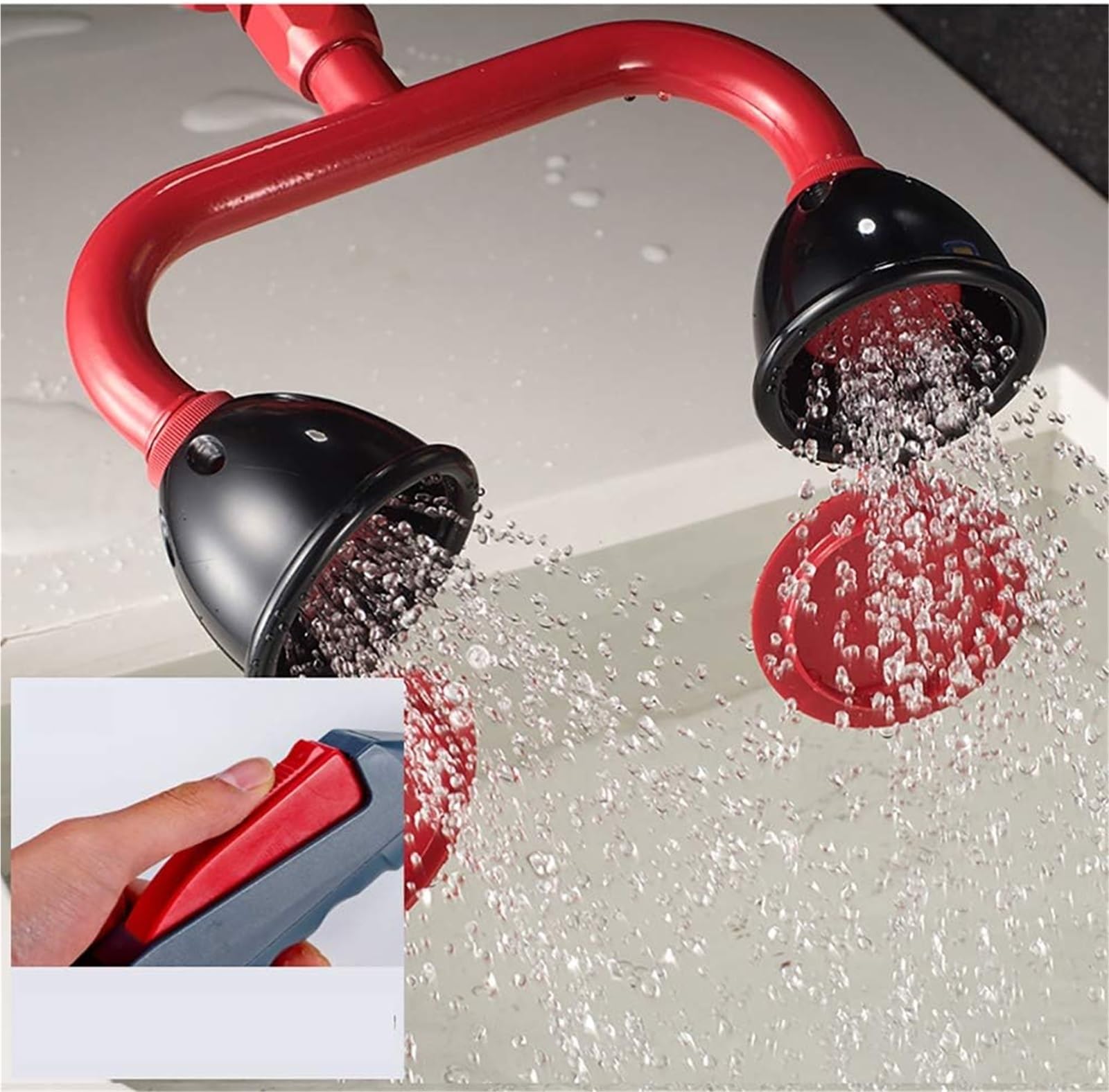 Estación de Lavado de Ojos de Emergencia de Mano, lavador de Ojos con Cabezal de pulverización Doble, Ducha portátil de Emergencia for Lavado de Ojos, Ducha de Seguridad de Laboratorio