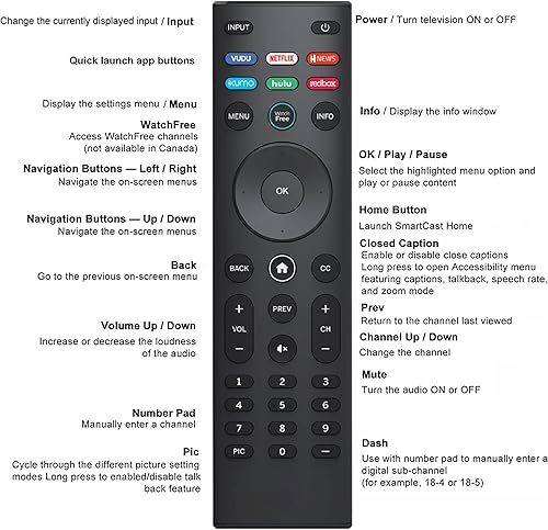 Miniatura 2 de Control remoto universal para todos los controles remotos de TV Vizio, XRT140 de repuesto para todos los televisores inteligentes Vizio LED LCD HD