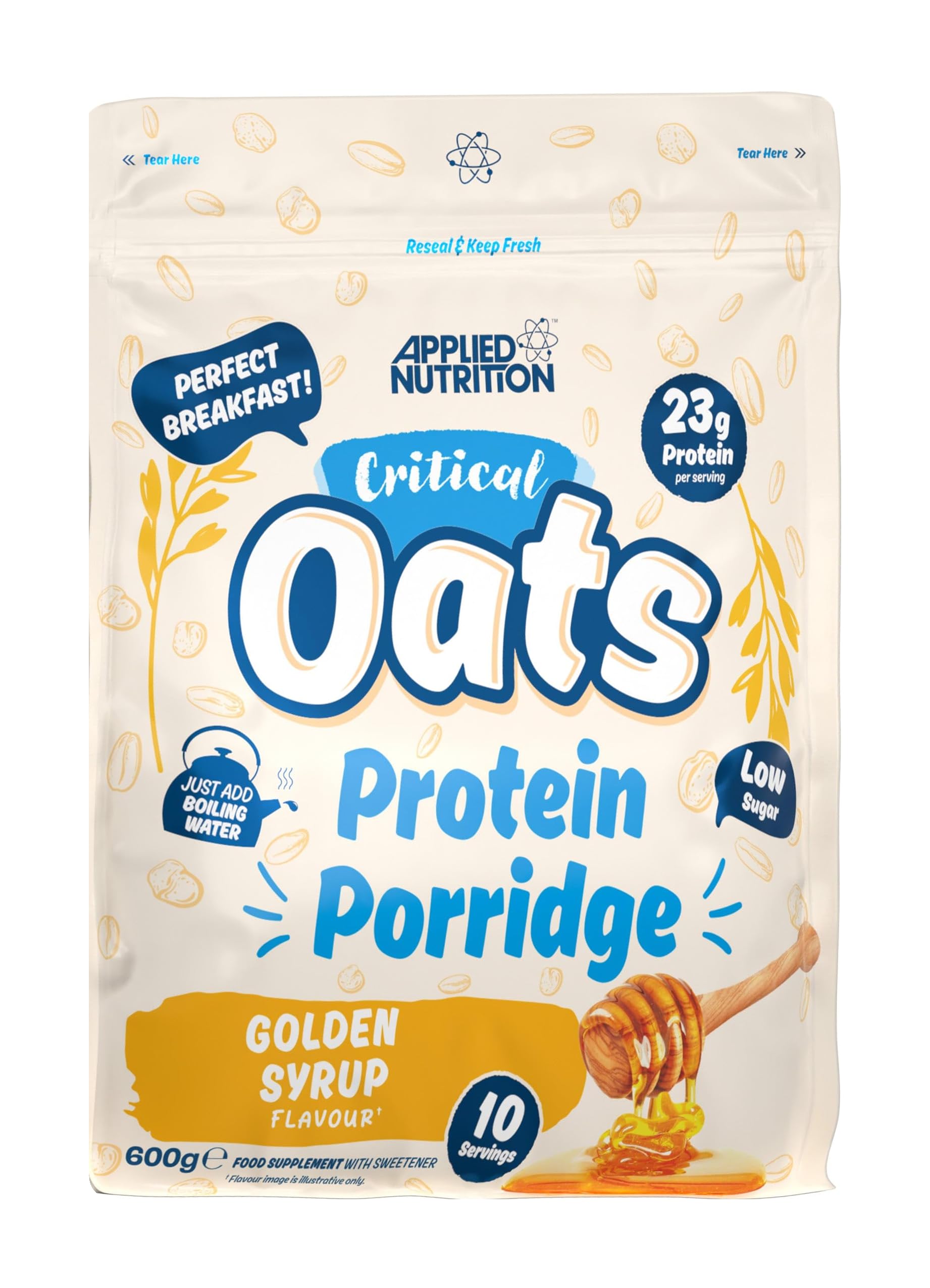 Applied Nutrition Critical Oats Advanced Protein Porridge - Whey Protein Powder Blend with Wholegrain Oats & ISO-XP Protein Isolate, Amino Acids, Easy Mix (600g - 10 Servings) (Golden Syrup)
