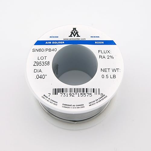 Miniatura 6 de AIM Soldadura 60-40 de estaño plomo núcleo de colofonia alambre de soldadura para soldadura eléctrica 0.040 pulgadas, 0.25 libras (0.039 in3.99 oz)