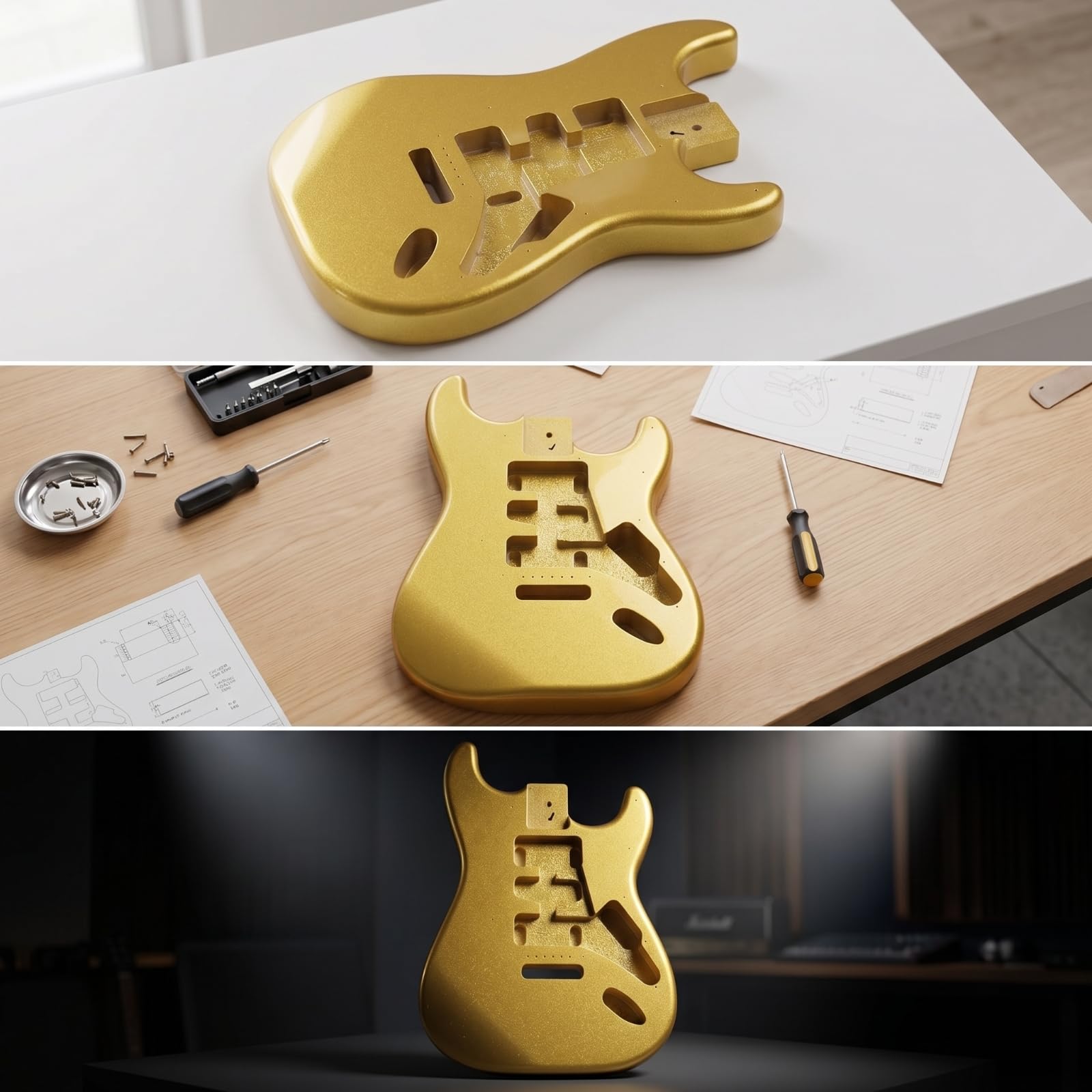 Electric Stringed Device Ersatz Gitarren E Gitarre Body Rohling aus Ahorn Vorgearbeitet für Tonabnehmer Schaltung Und Brücke mit Polierter Optik für Custom Projekt Proberaum Auftritt