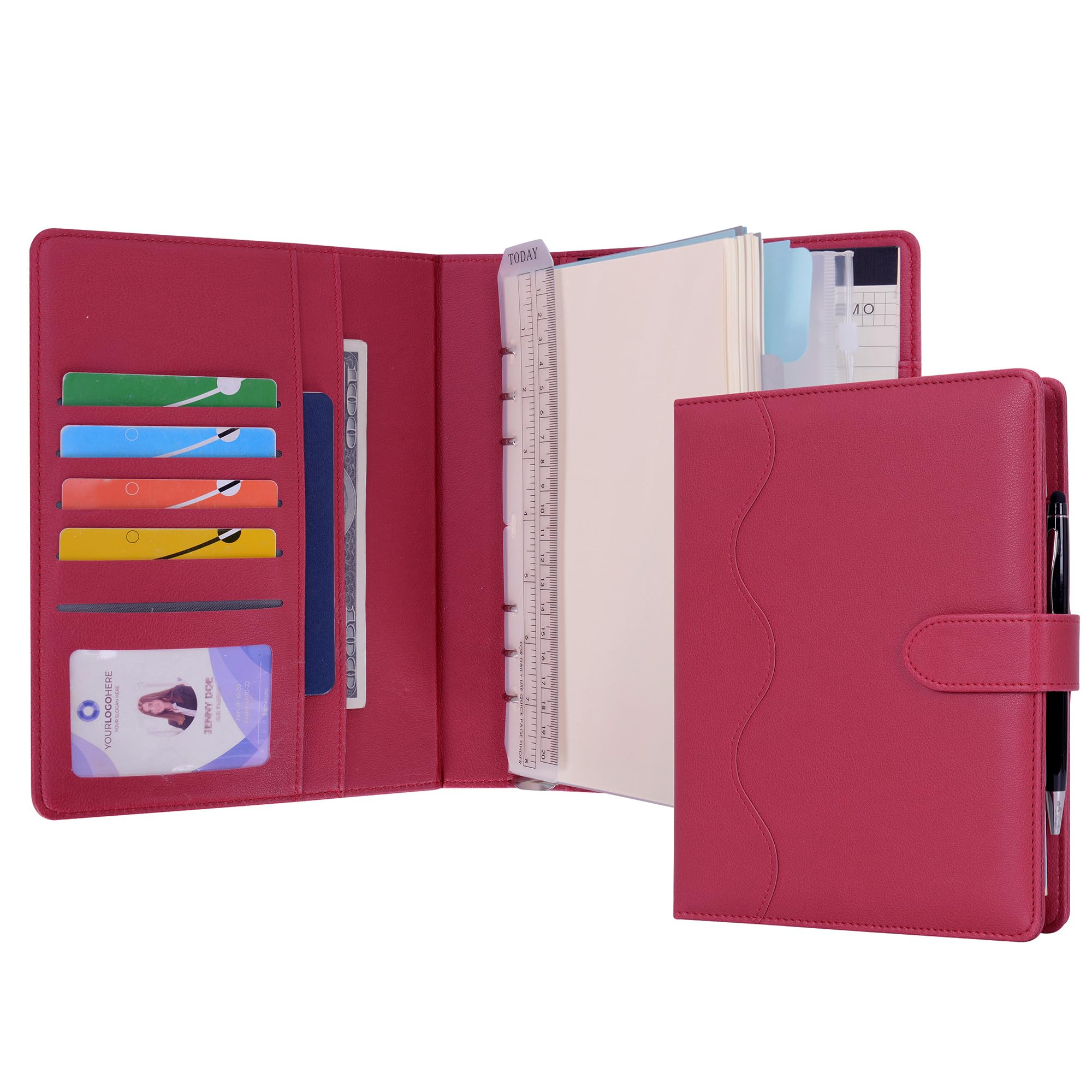 WASON A5 Binder PU Leather Journal Ring Portfolio Lined Notebook Refillable Paper Diary with Removable Clipboard Writing Notepad for Travel Business