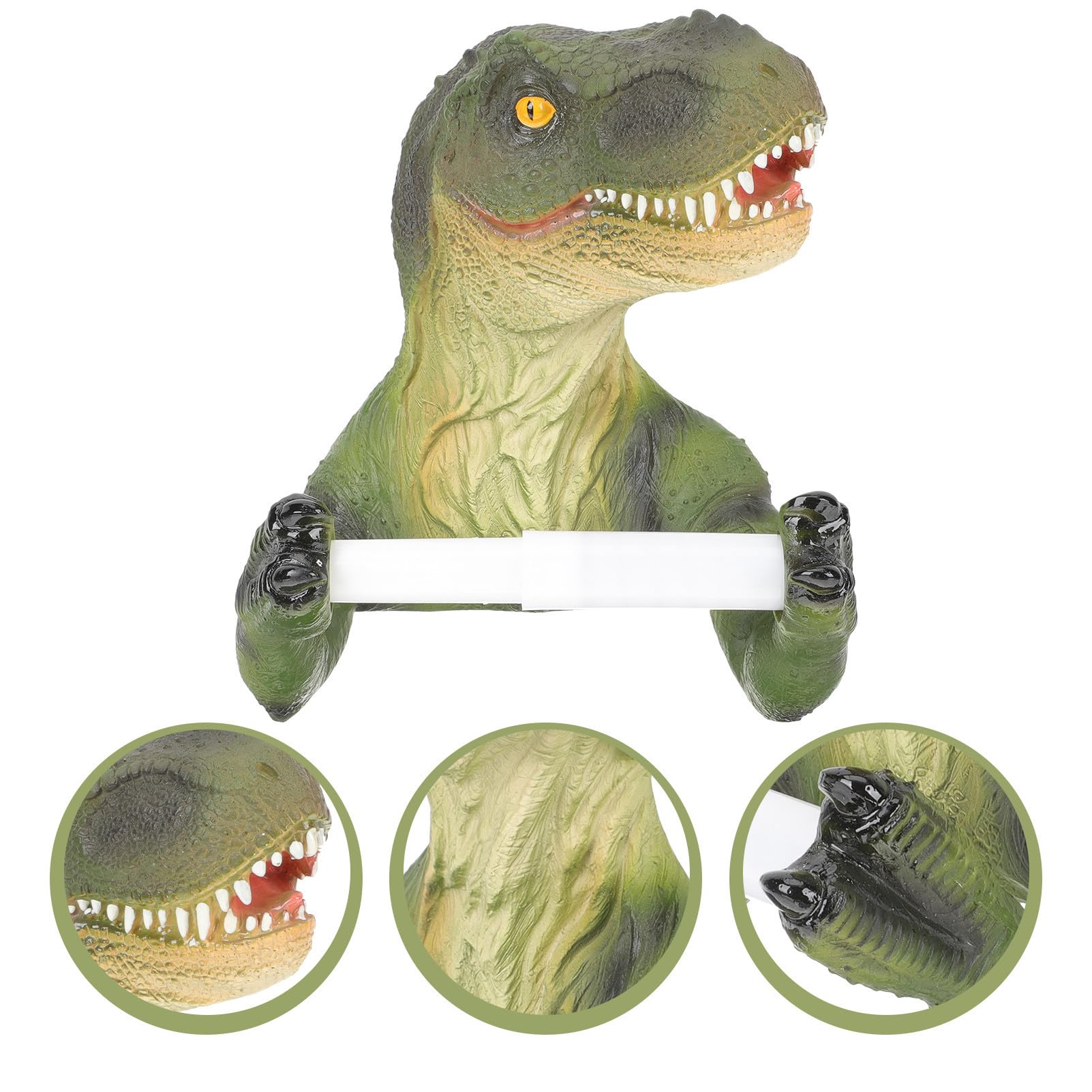 Sewroro Portarrollos de Papel Higiénico de Pared de Resina Soporte para Rollos de Papel Forma de Dinosaurio Montaje en Pared para Baño y Salón