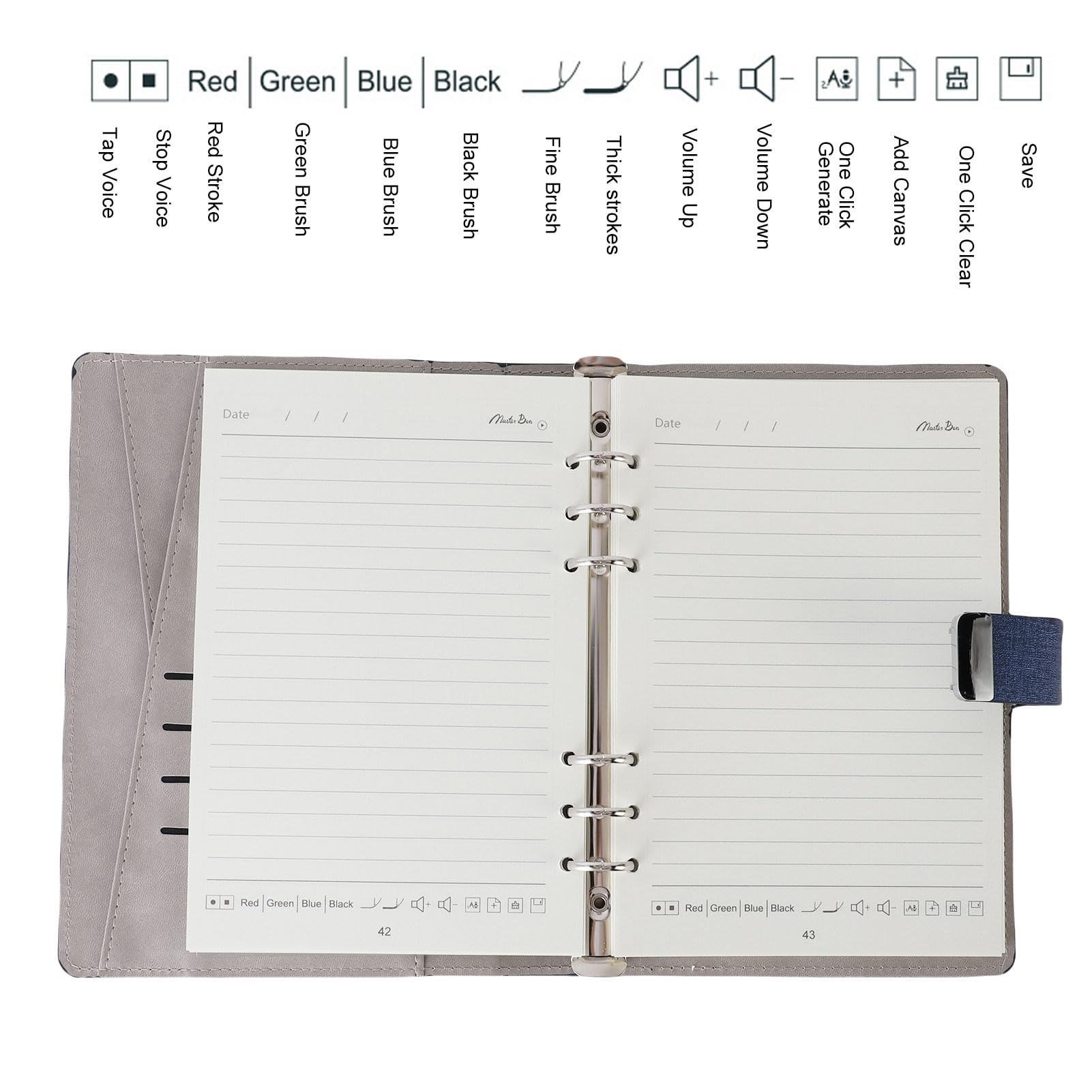 SIXRUN Quaderno Intelligente, Quaderno Digitale con Trascrizione AI e Penna Intelligente, Riconoscimento Vocale e del Disegno Riutilizzabile per Appunti e Scrittura Creativa