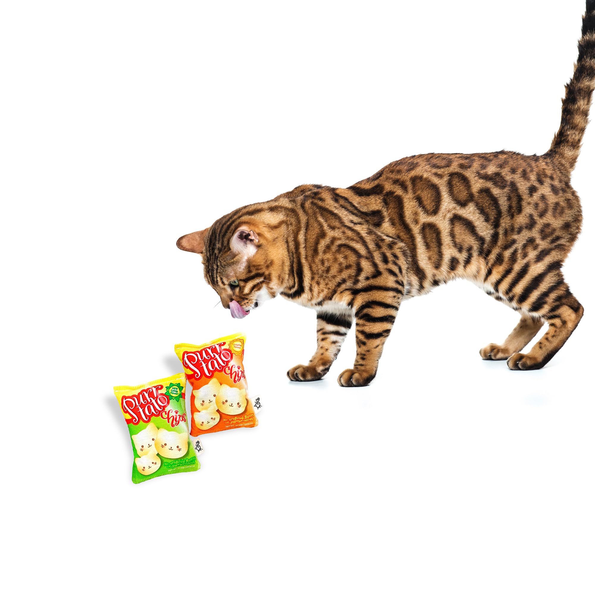 CROCHET KITTY Purrtato Chips Cat Toys with Catnip & Crinkle for Indoor Cats - Twin Pack Kitten Toys - Made in USA - Plush Pet Toys for Cats