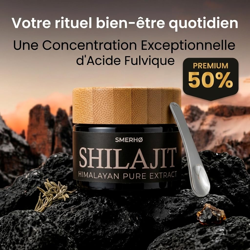 SMERHØ Shilajit Pure Résine 50g | Shilajit Primal Himalaya Haute Altitude | Testé en France