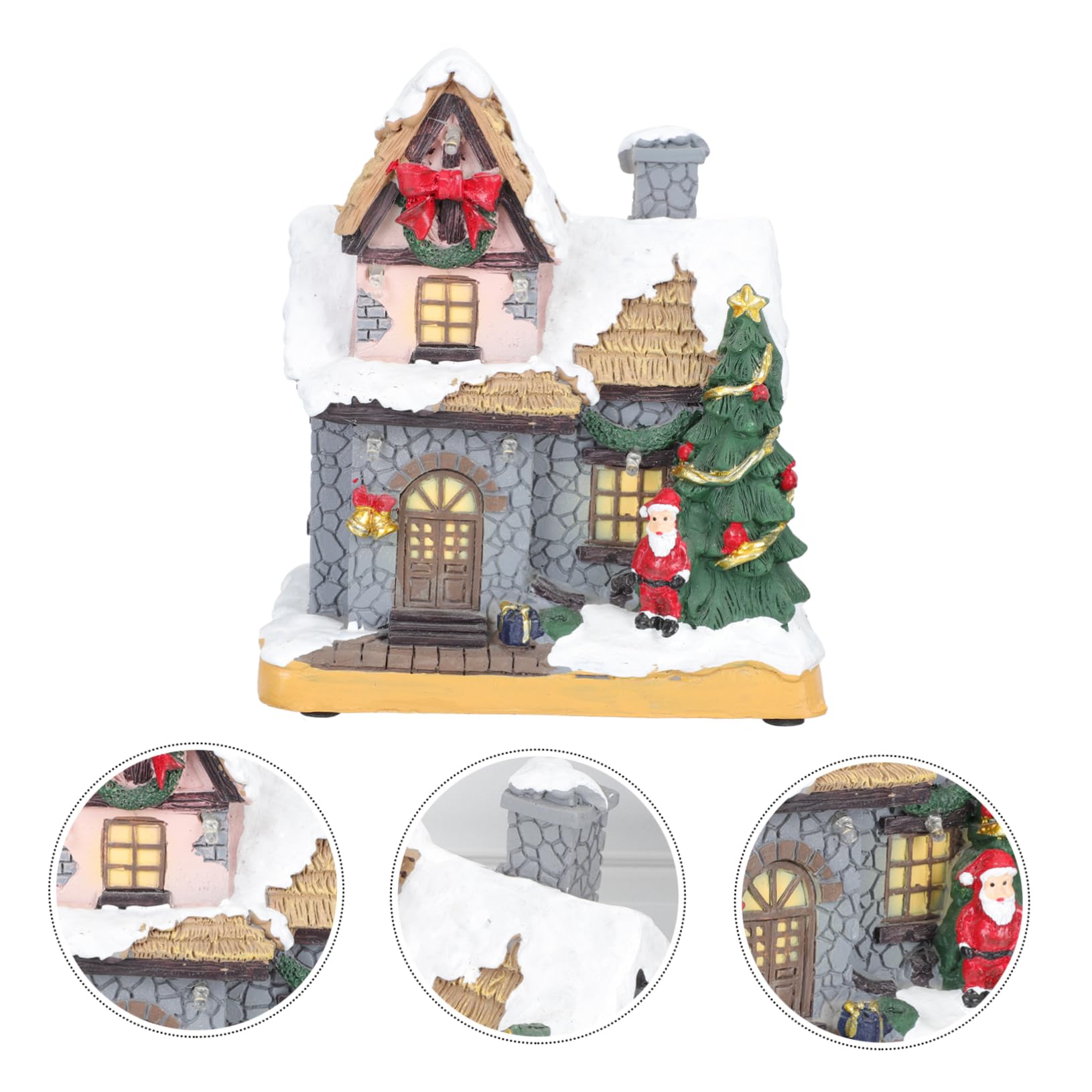 Adorno Navideño de Resina Luz en Forma de Casa, Elemento Delicado para Oficina y Dormitorio, CREA Ambiente Festivo de Navidad