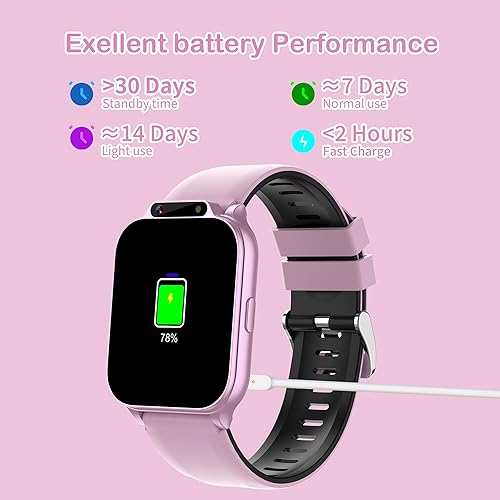 Miniatura 7 de Relojes inteligentes para niños de 1.85 pulgadas con rastreador de fitness y sueño, resistente al agua, modos deportivos para niños, esfera SOS,