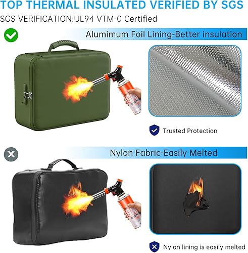 Miniatura 46 de ENGPOW Bolsa de documentos ignífuga de 5200°F con cerradura, caja ignífuga con aislamiento térmico mejorado, organizador de archivos de 8 capas