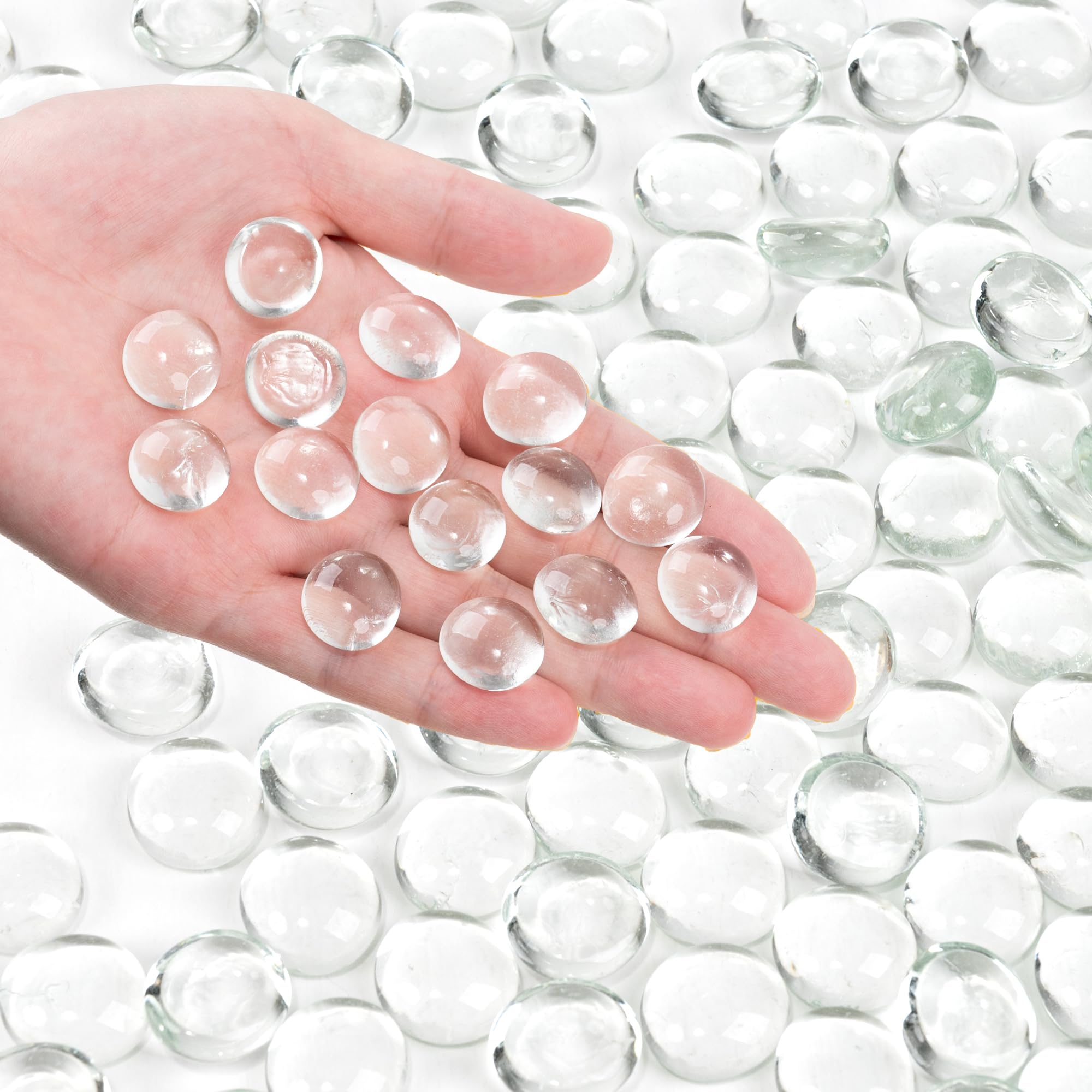 Clear Flat Glass Marbles, 500g Transparent Vase Filler Pebbles Gems, Decorative Glass Beads for Vases, Crafts, Floral, Mancala Stones, Centerpieces, Aquarium Rocks for Fish Tank (Approx. 80-100 PCS) — image 1