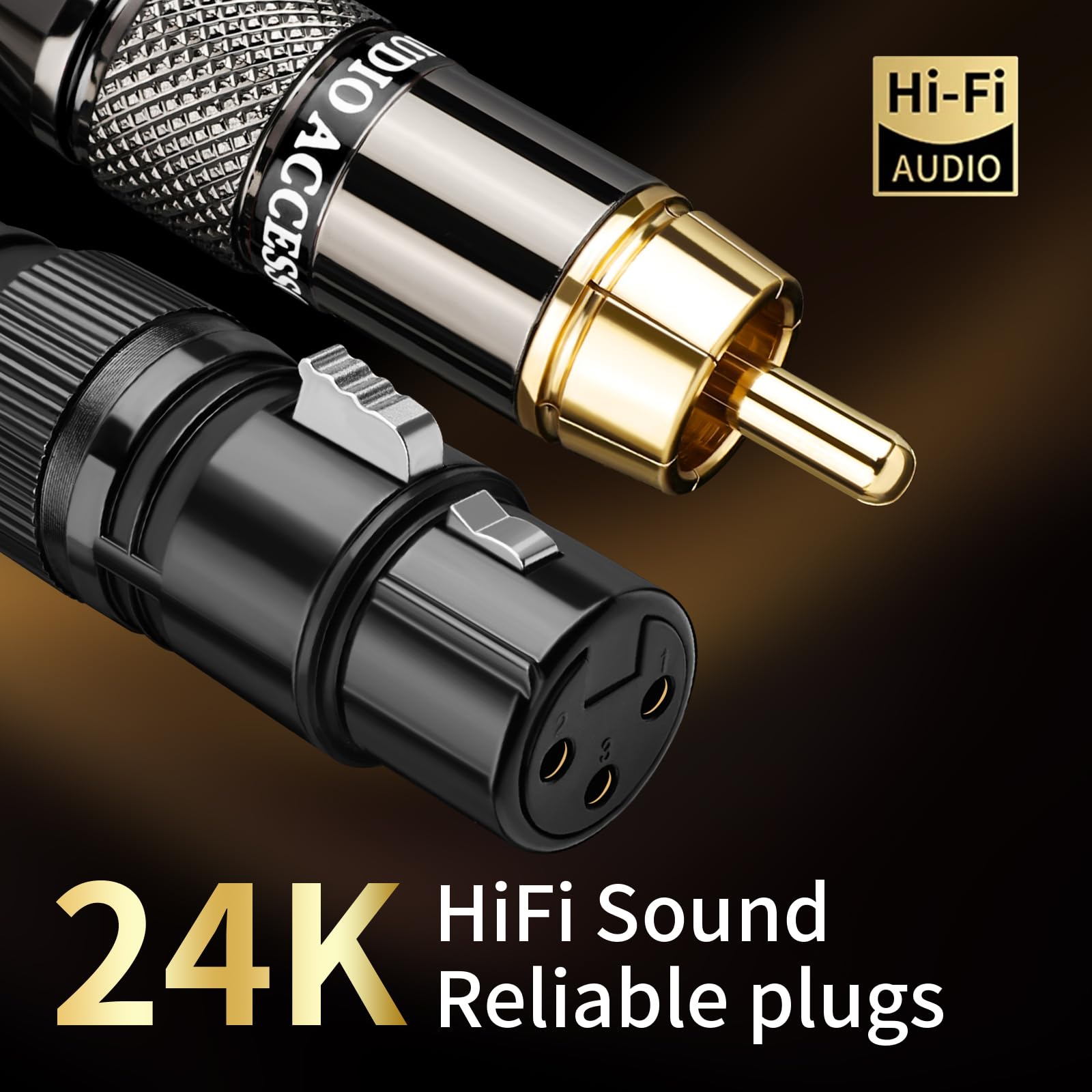 Audiophile - Cavo audio HiFi, da doppio RCA maschio a doppio XLR femmina, con nucleo OFC 4N, spina placcata oro, treccia in nylon, cavo subwoofer, compatibile con amplificatori, mixer, microfoni