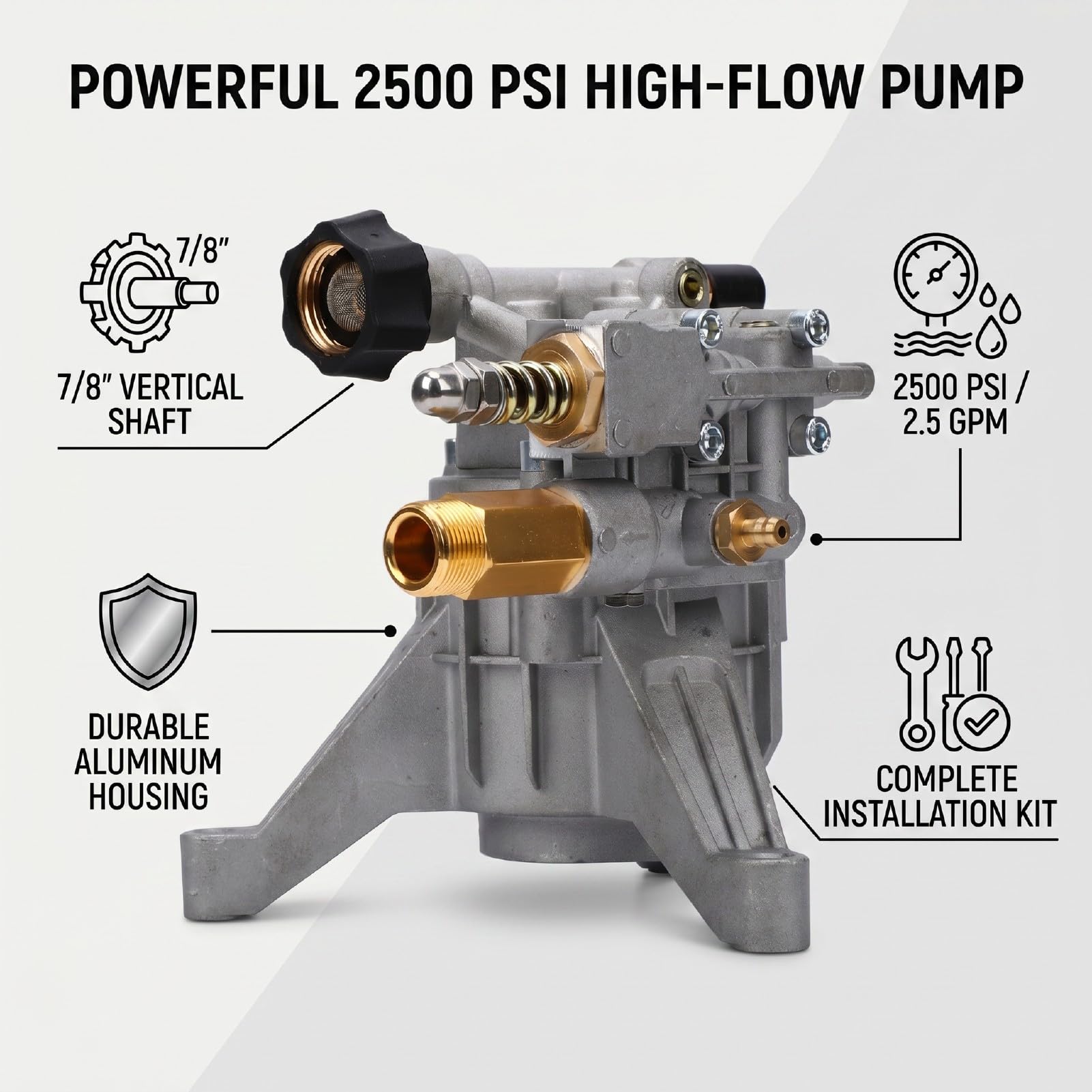 PUSOKEI Eje Vertical de 7/8 Pulgada Bomba de Lavadora a Presión 2500PSI