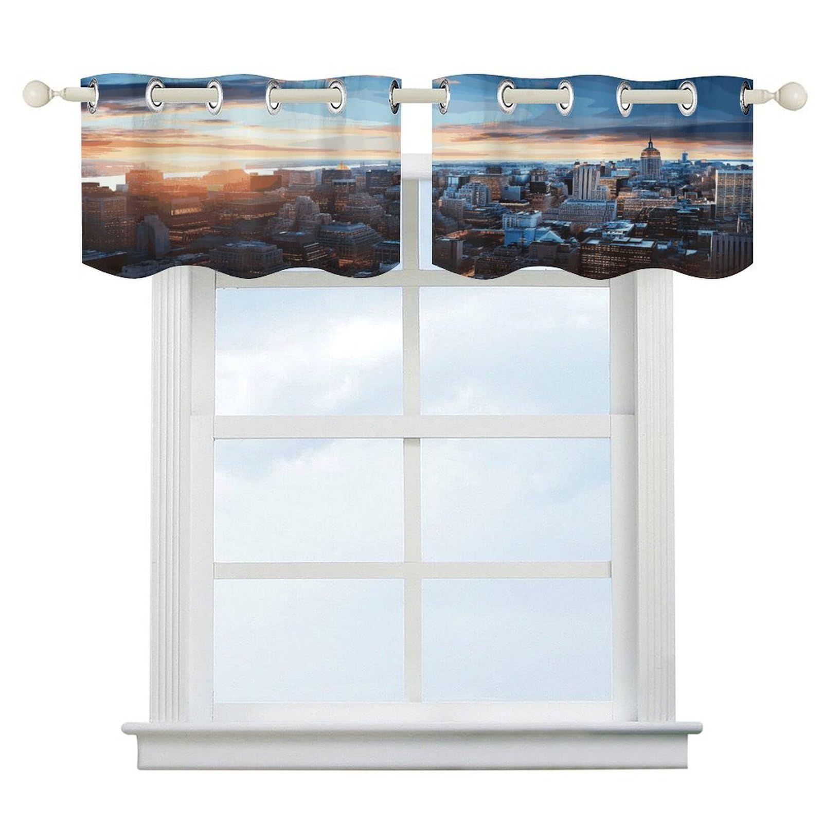 Fekiloot Style New York City Skyline Short Curtains Valance Curtain
